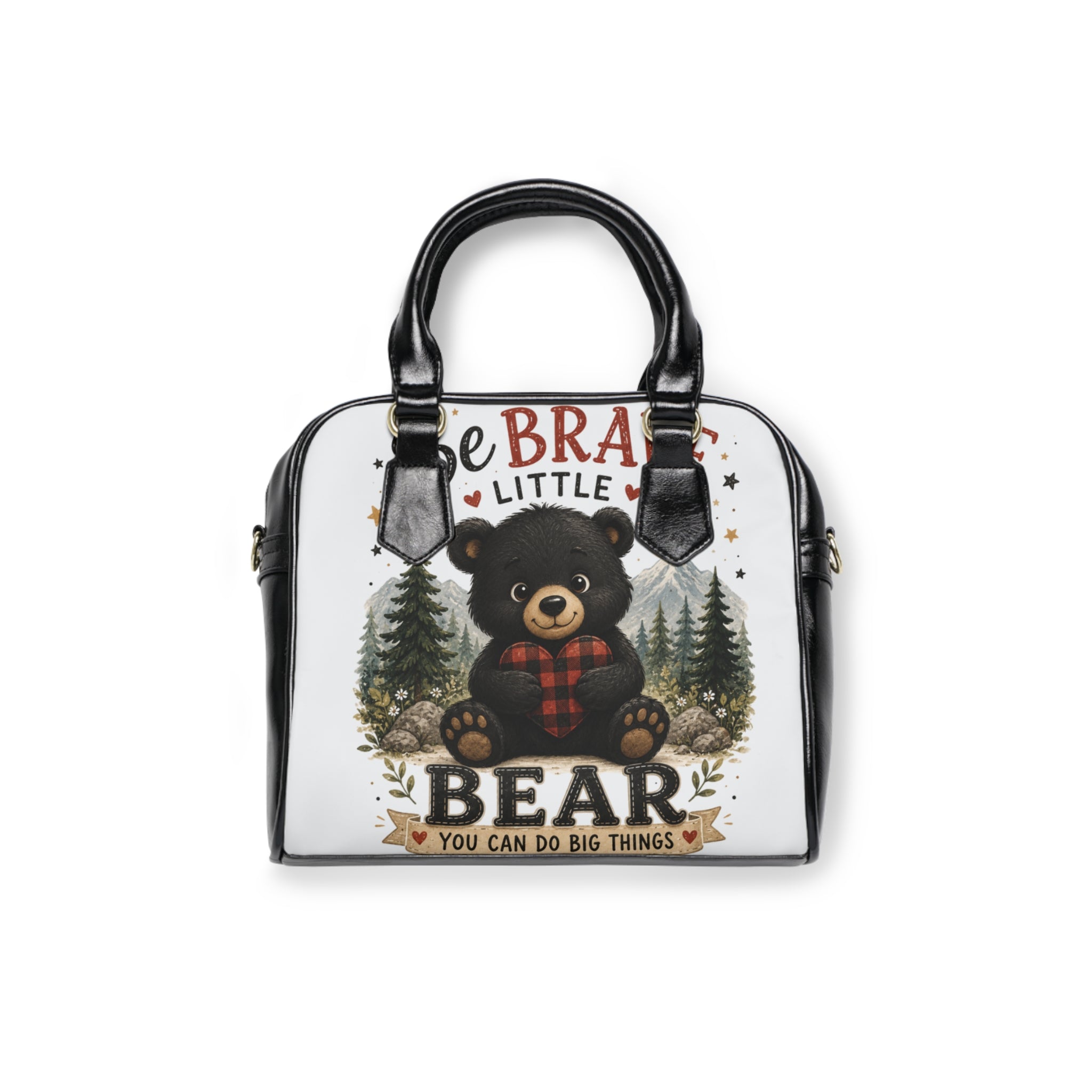 Shoulder Handbag — Brave Little Bear Cute Bear Tote Purse (You Can Do Big Things)