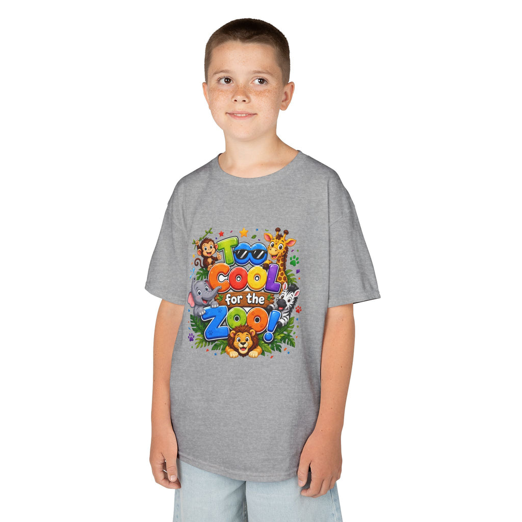 Kids Tee — "Too Cool for the Zoo" Colorful Animal Graphic
