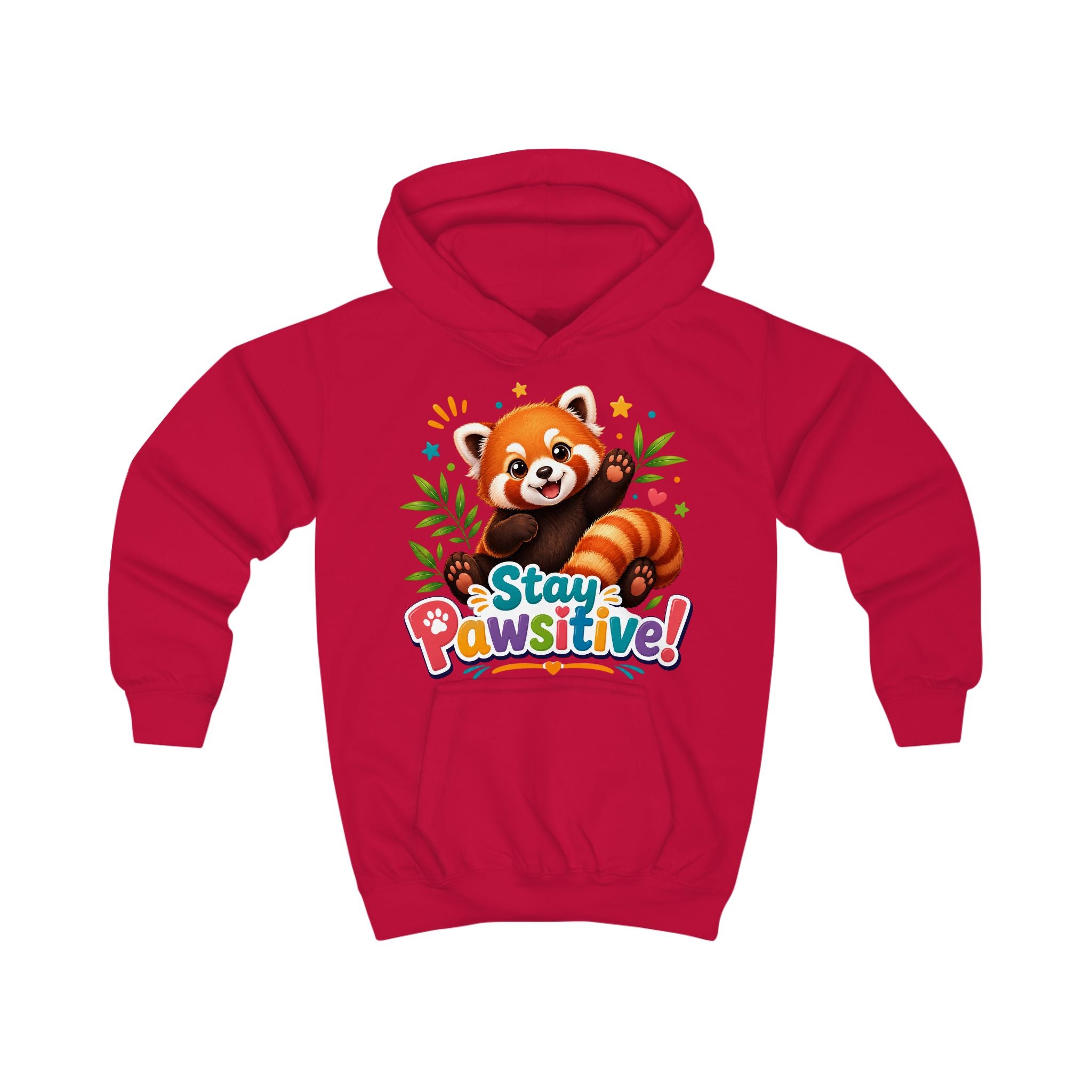 Red Panda 'Stay Pawsitive' Hoodie | Kids Animal Cute Motivational Sweatshirt
