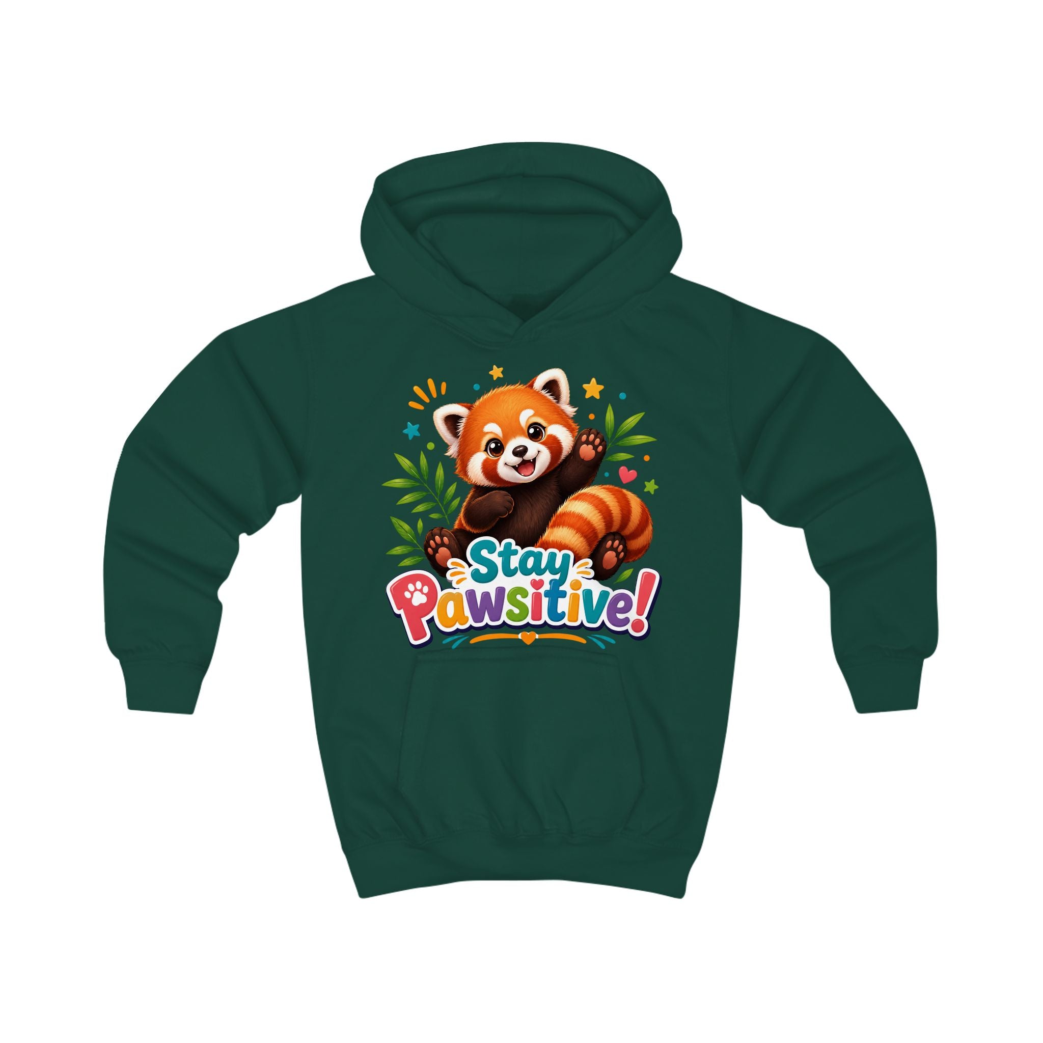 Red Panda 'Stay Pawsitive' Hoodie | Kids Animal Cute Motivational Sweatshirt