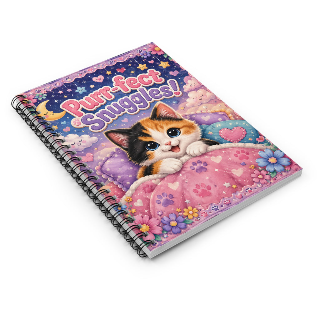 Purr-fect Snuggles! Cat Spiral Notebook — Cute Kawaii Kitten Journal for Notes & School
