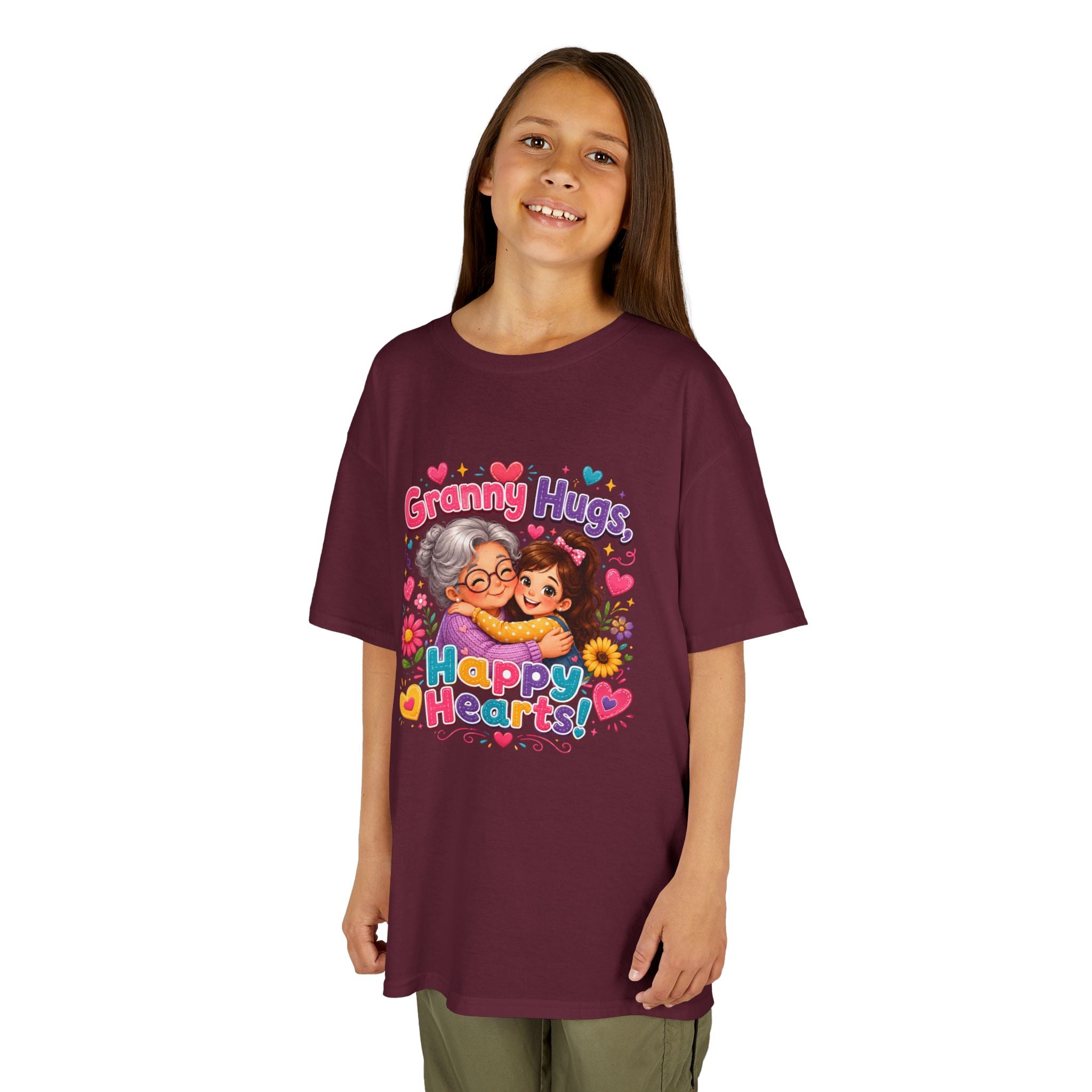 Granny Hugs Happy Hearts Tee | Grandma Grandchild Cute Illustration