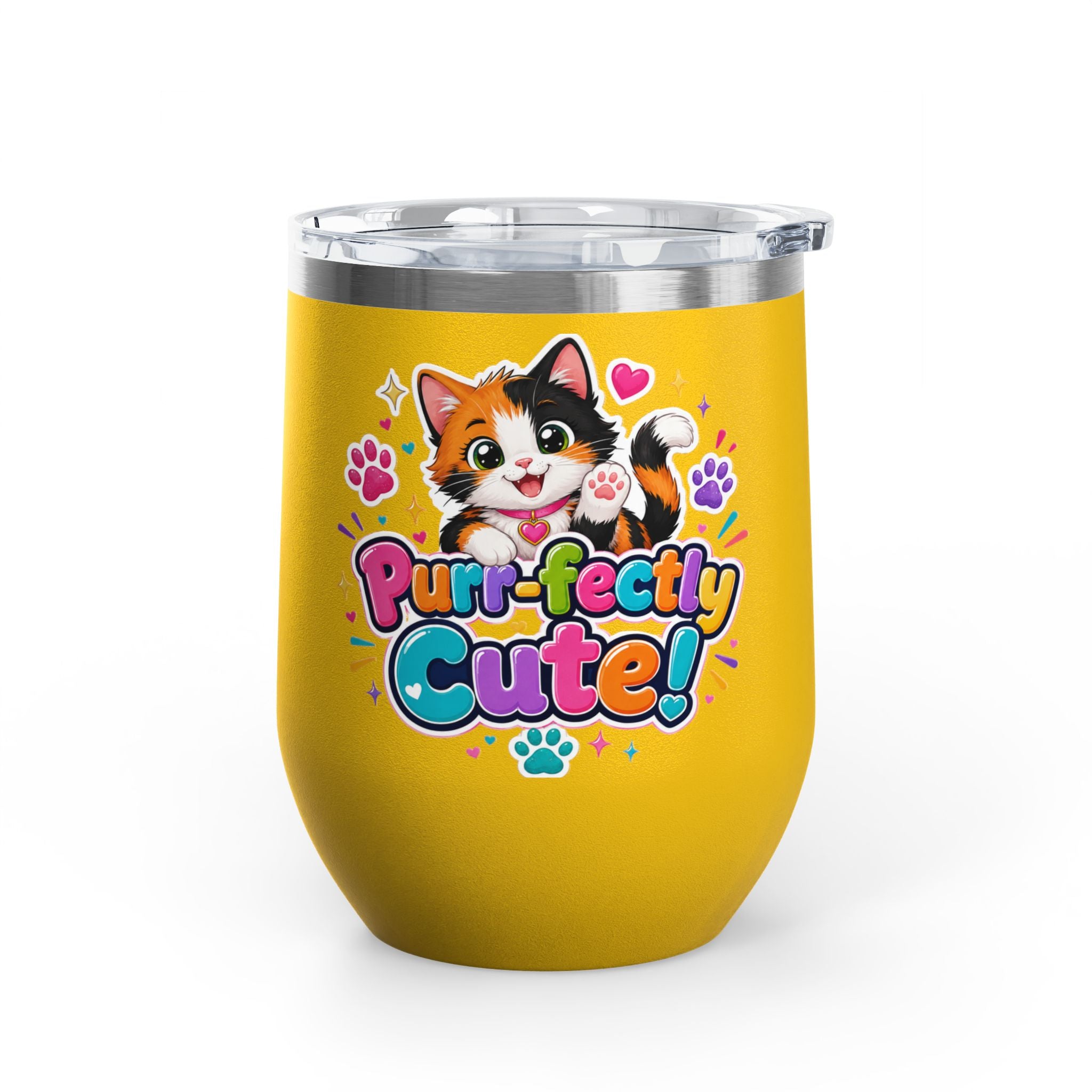 "Purr-fectly Cute!" Cat 12oz Insulated Stainless Steel Tumbler