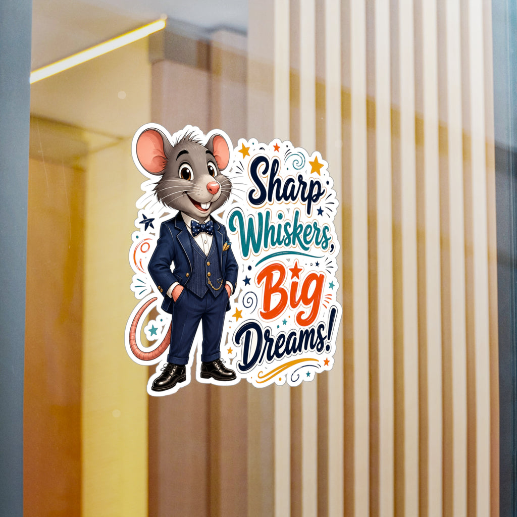 Sharp Whiskers, Big Dreams Sticker — Cute Motivational Mouse Vinyl Decal