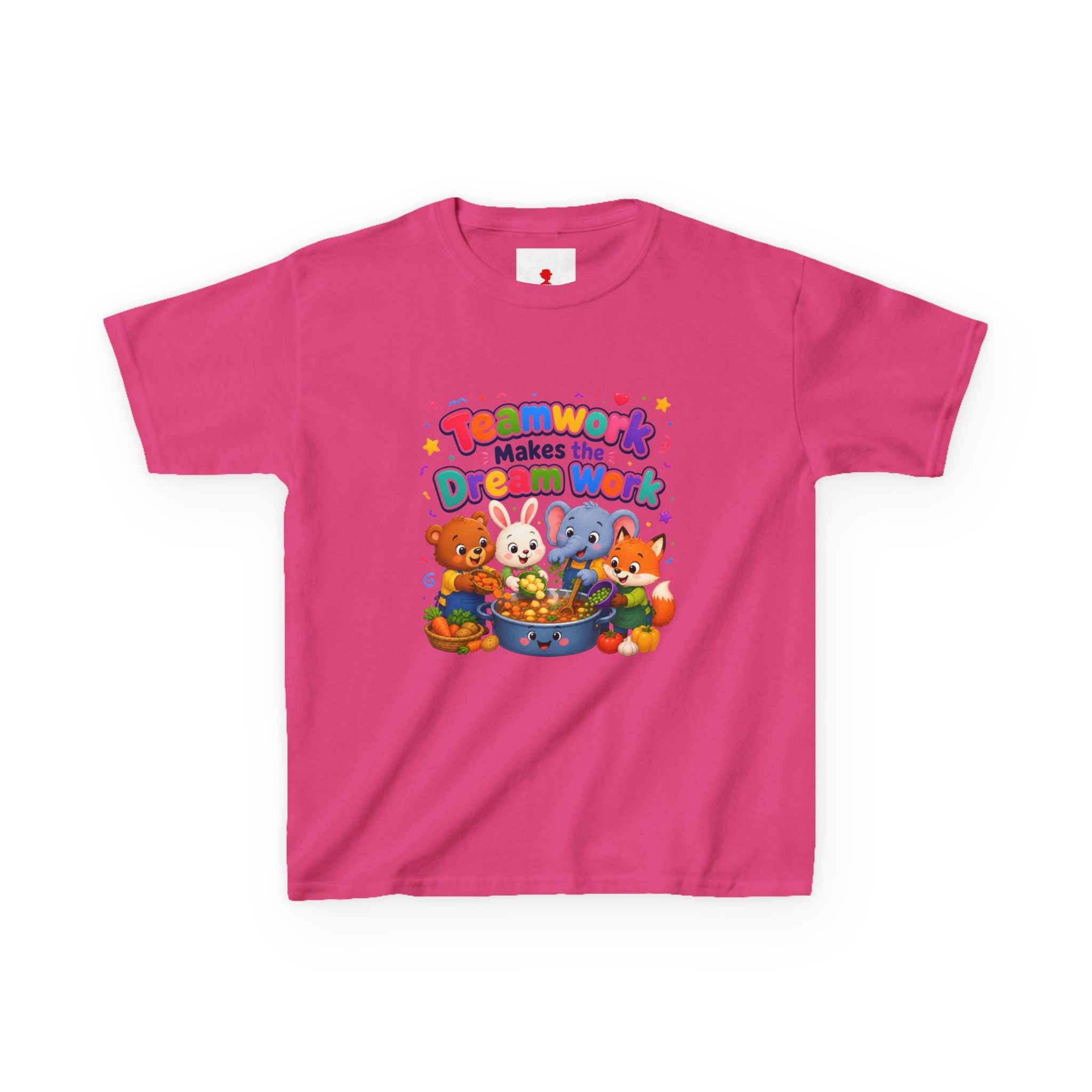 Kids Tee — “Teamwork Makes the Dream Work” Cute Animal Classroom Shirt