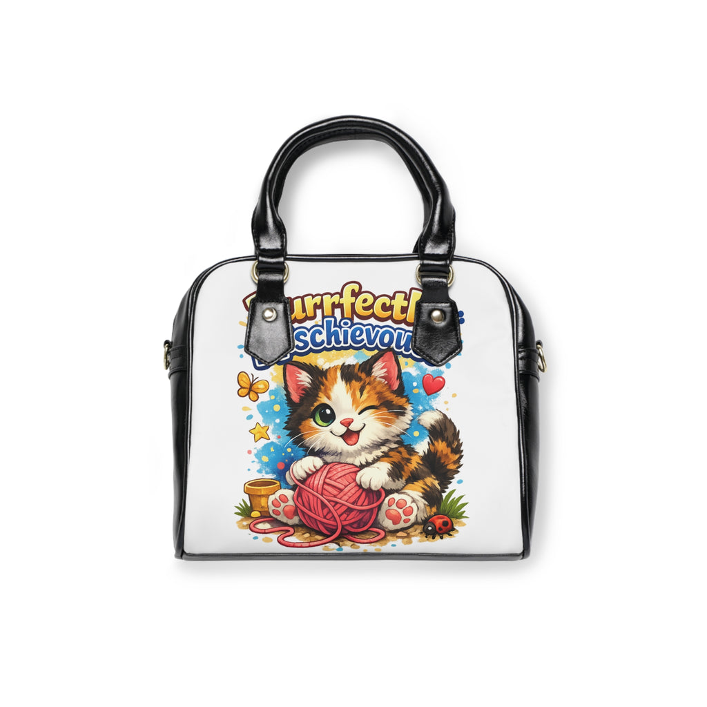 Purrfectly Mischievous Cat Shoulder Handbag – Cute Kitten Yarn Design