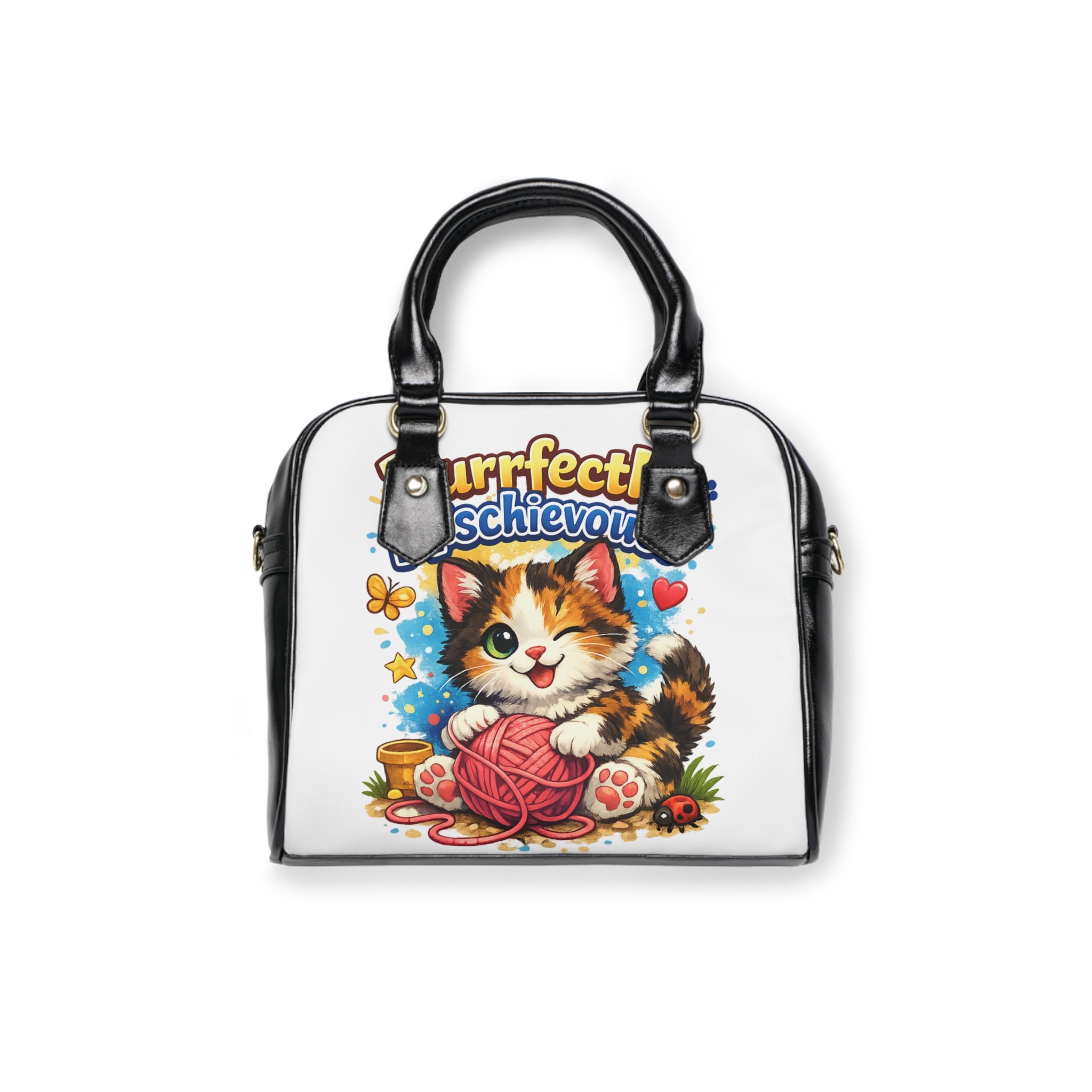 Purrfectly Mischievous Cat Shoulder Handbag – Cute Kitten Yarn Design