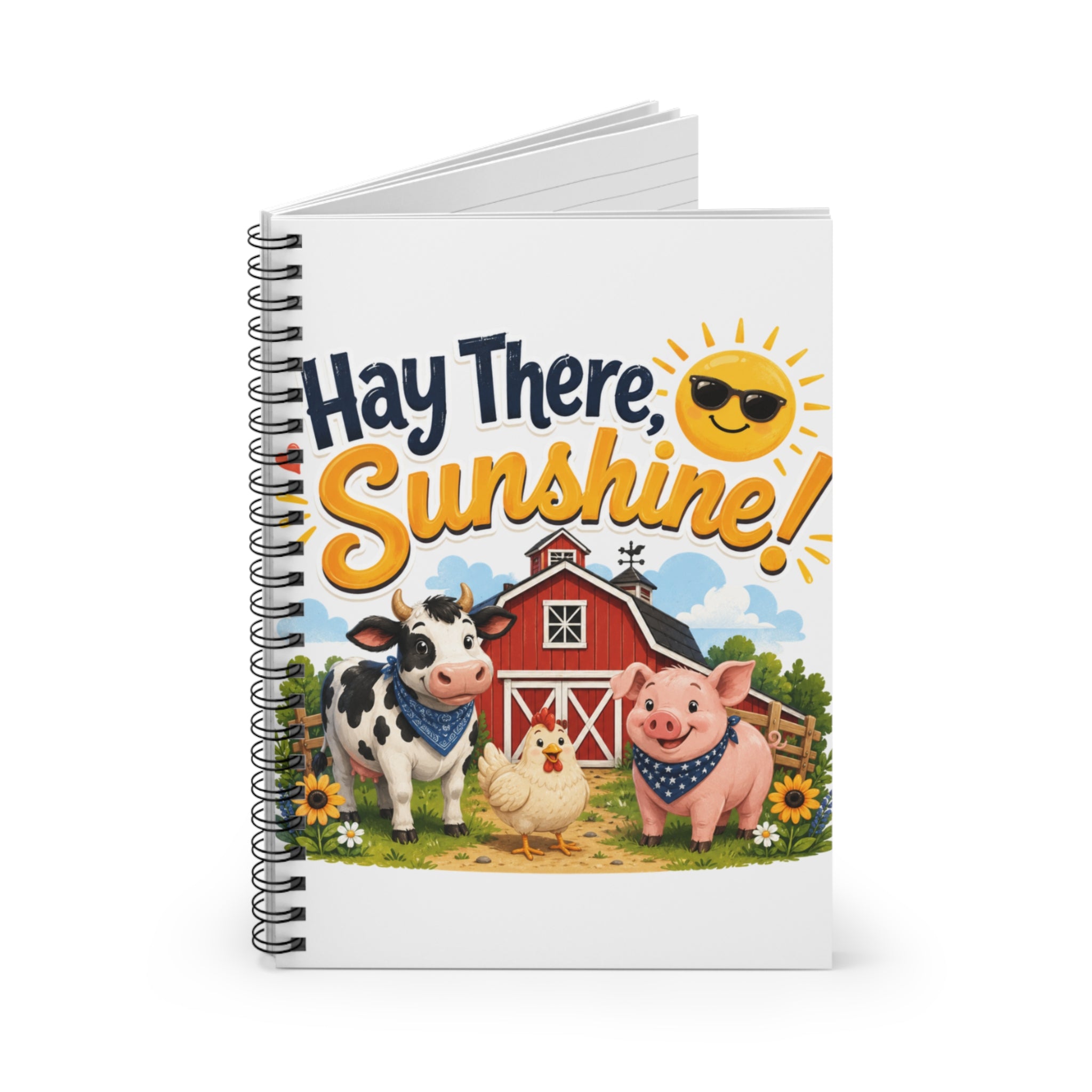Hay There, Sunshine! Farm Animals Spiral Notebook