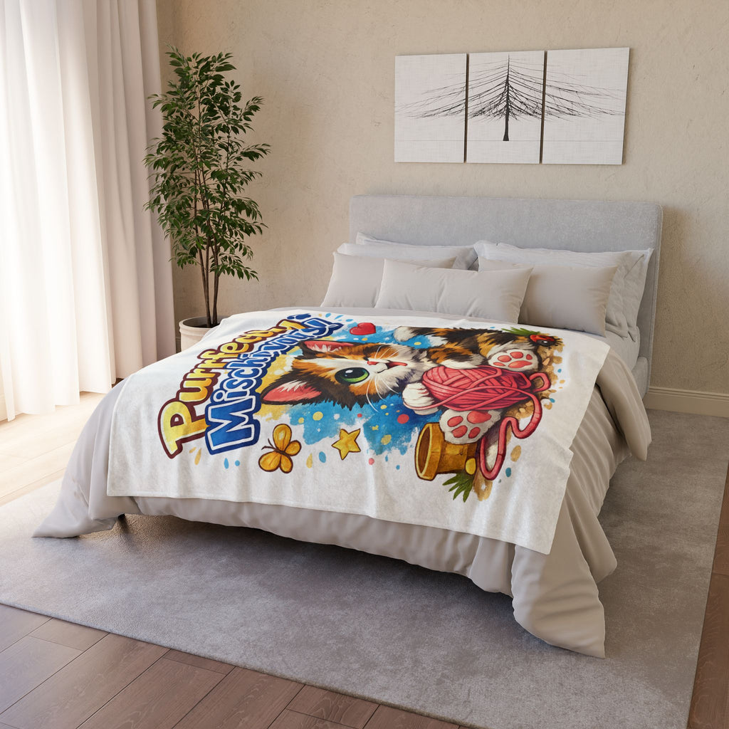 Purrfectly Mischievous! Cute Kitten Yarn Plush Blanket