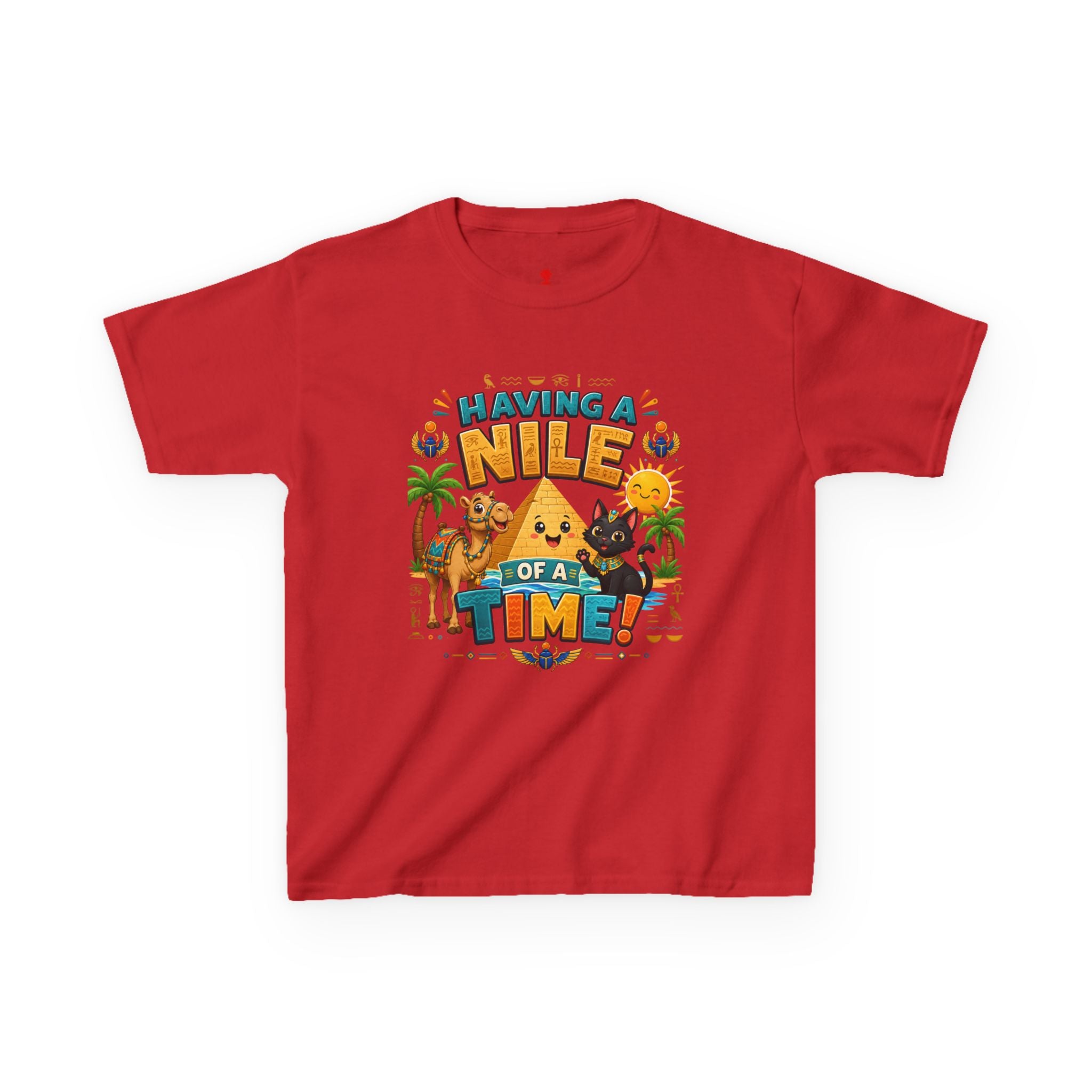 Having a Nile of a Time Kids Tee | Camel Pyramid Desert Cartoon
