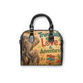 Shoulder Handbag: Trunktfuls of Love & Adventure Elephant Print Bag — Cute Safari Travel Purse