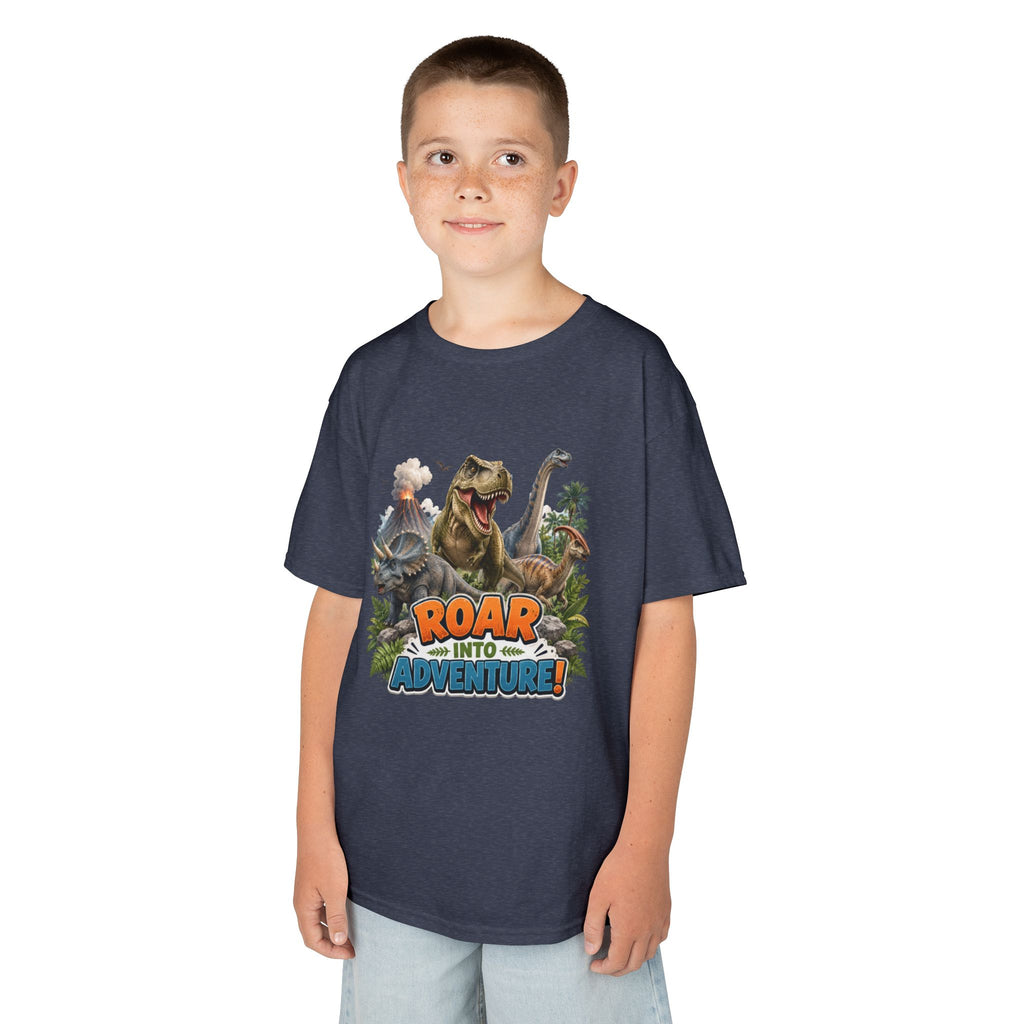 Kids Dinosaur Tee - "Roar Into Adventure" Graphic Shirt for Boys & Girls