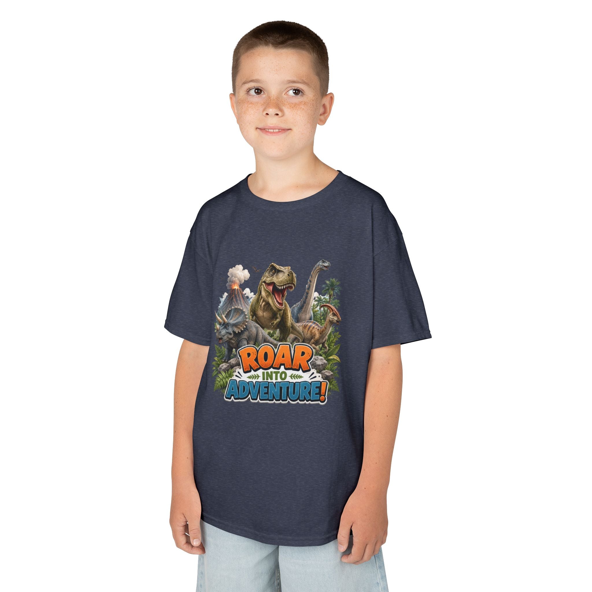 Kids Dinosaur Tee - "Roar Into Adventure" Graphic Shirt for Boys & Girls