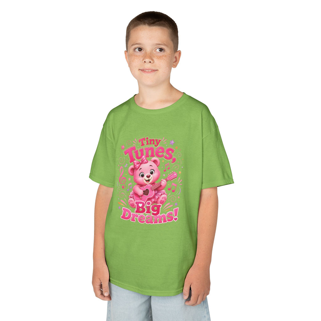Kids T-Shirt — "Tiny Tunes, Big Dreams" Cute Pink Bear Music Tee