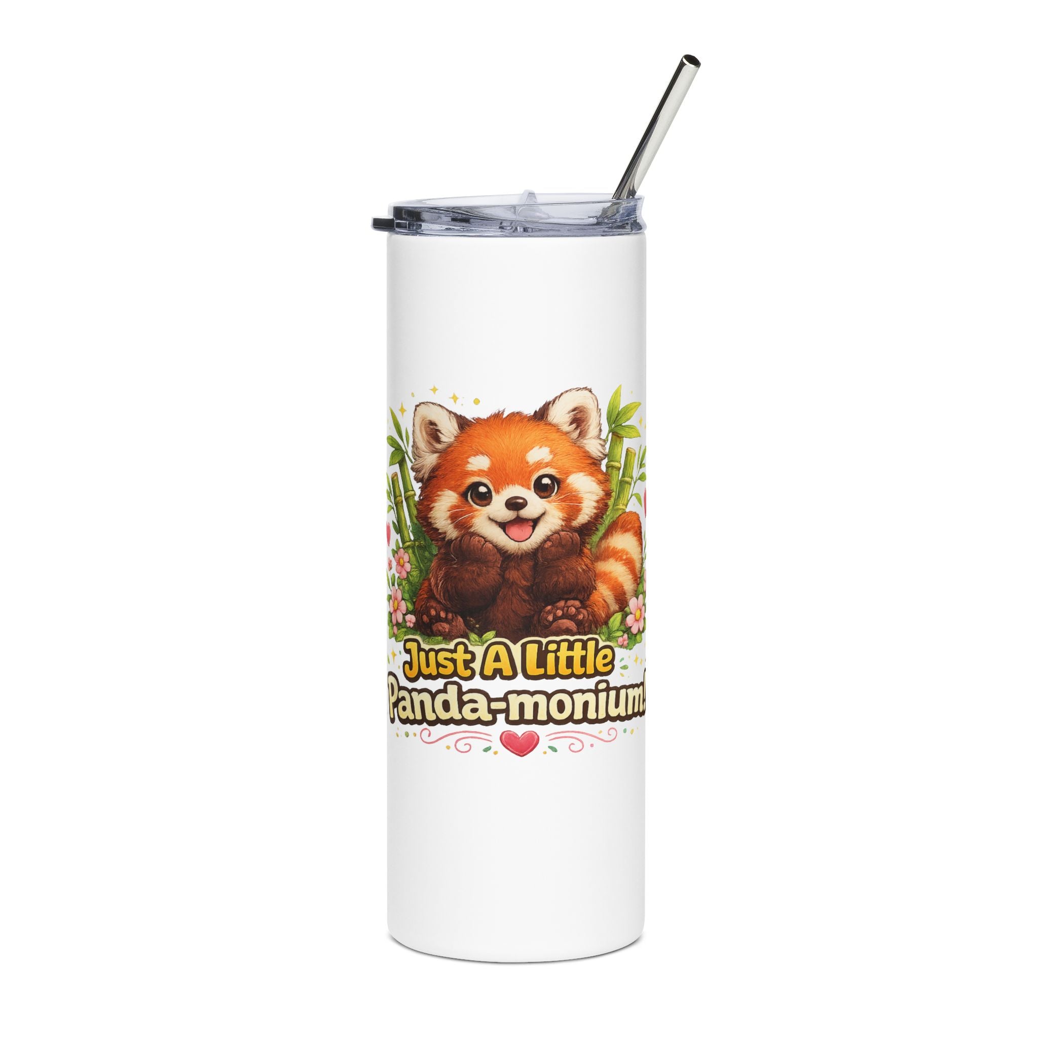 Red Panda Illustration Just A Little Panda-monium Tumbler | 20oz Stainless Steel