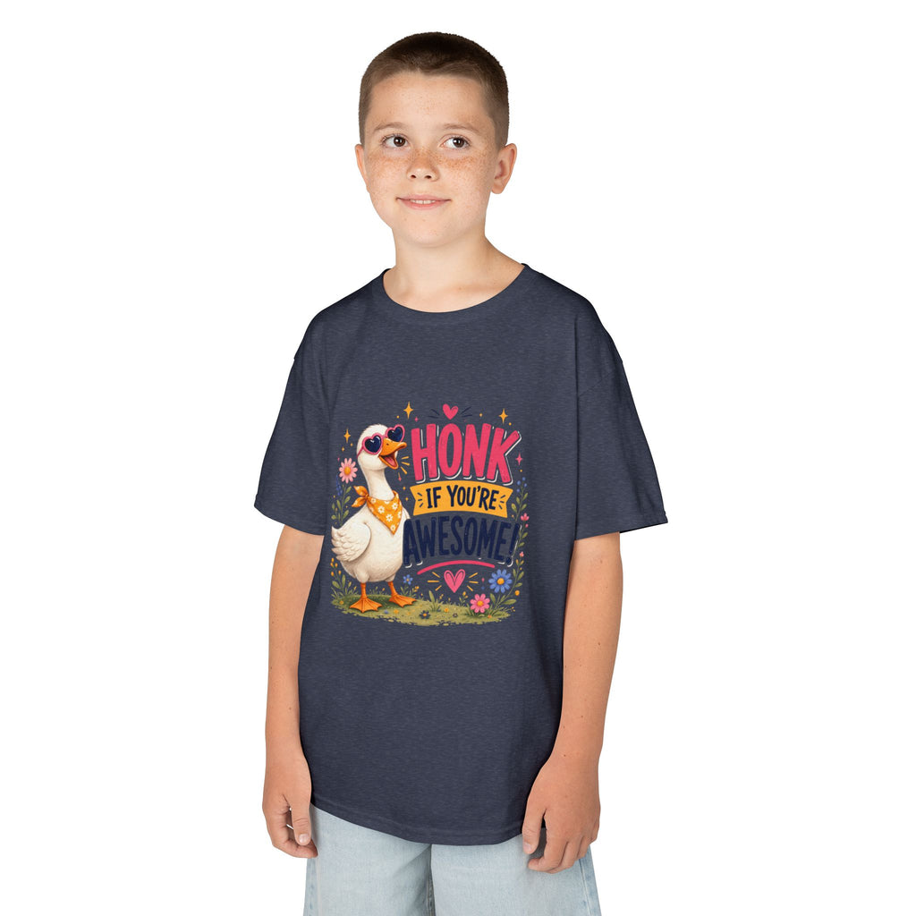 Kids Tee — "Honk If You're Awesome!" Cute Goose Graphic Shirt