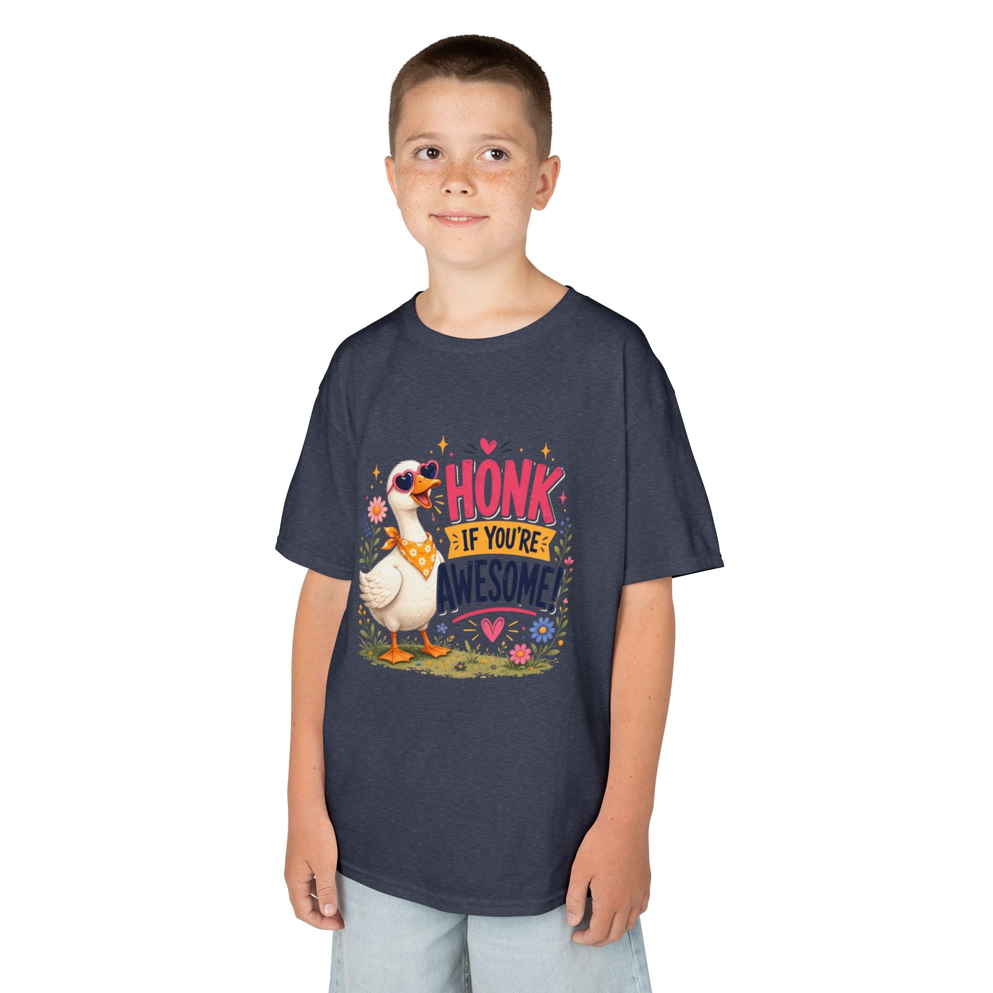 Kids Tee — "Honk If You're Awesome!" Cute Goose Graphic Shirt