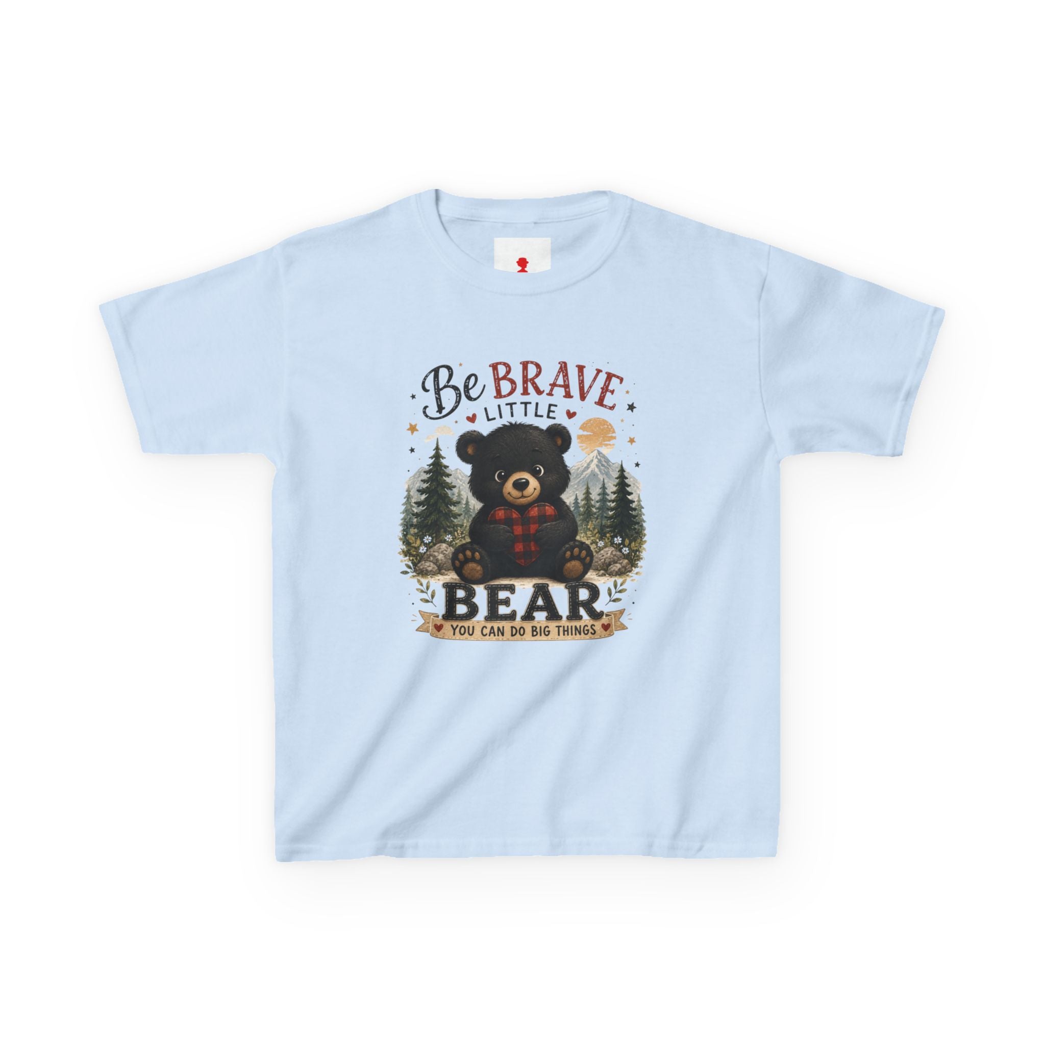 Kids T‑Shirt — "Be Brave Little Bear" Cute Woodland Bear Tee for Children, Inspirational Adventure Gift