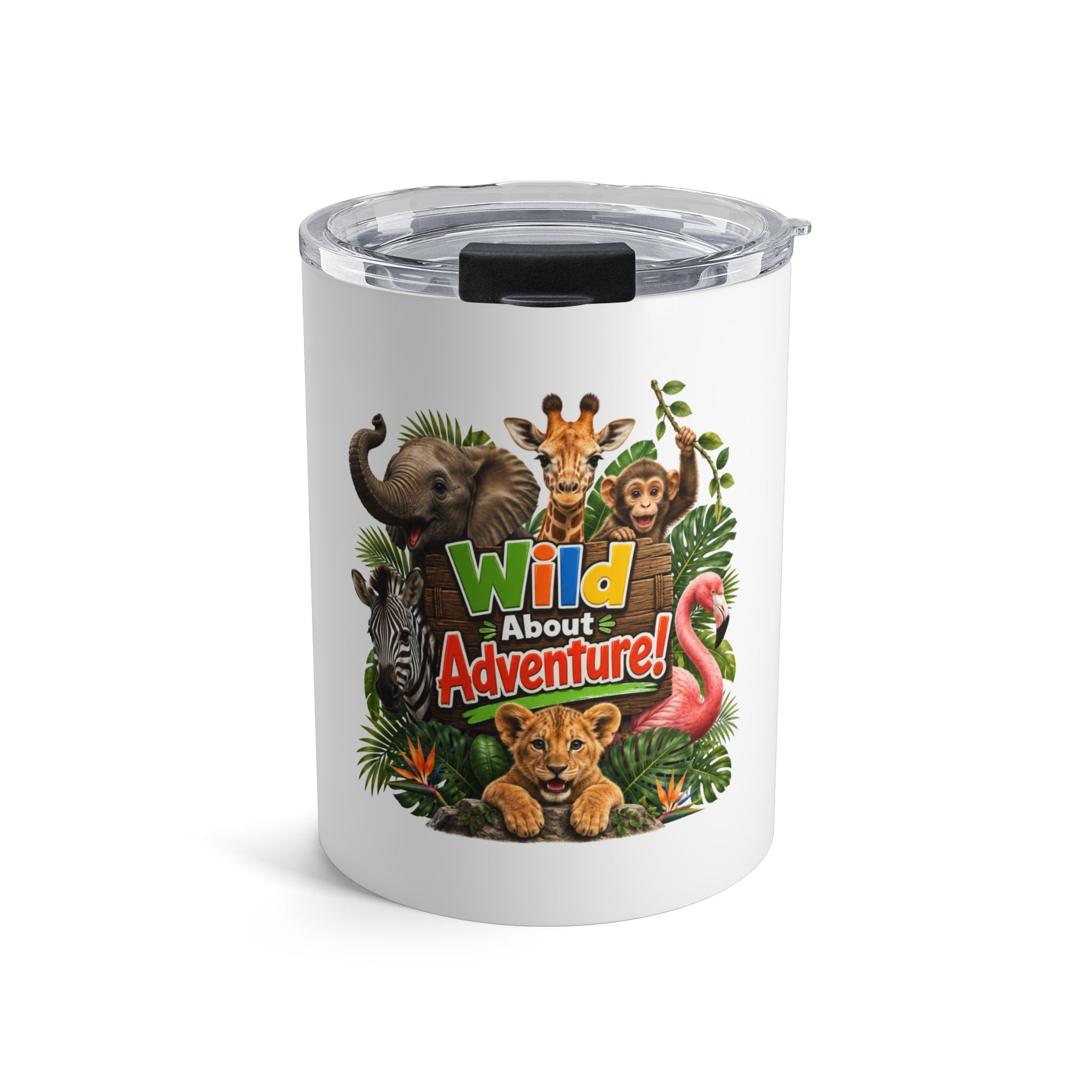 Wild About Adventure 10oz Kids Tumbler — Cute Safari Animal Travel Cup