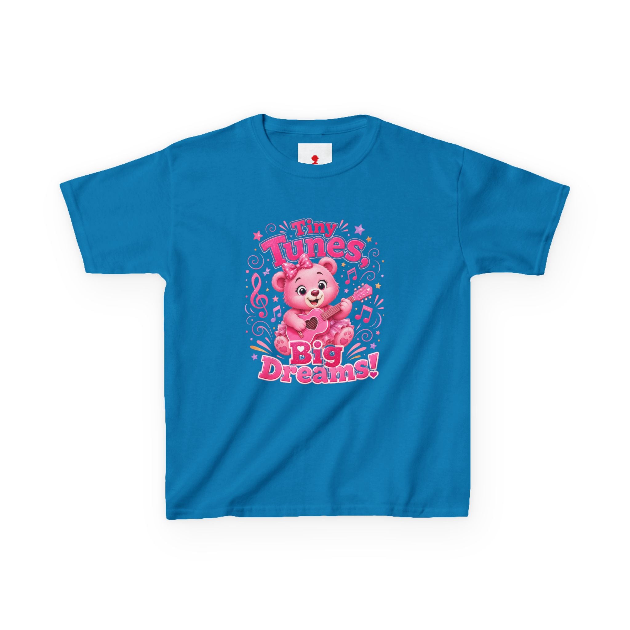 Kids T-Shirt — "Tiny Tunes, Big Dreams" Cute Pink Bear Music Tee