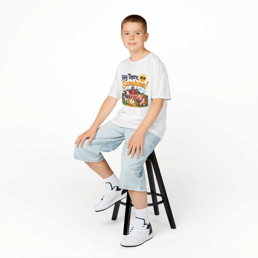 Kids Tee — "Hay There, Sunshine!" Farm Animal Graphic