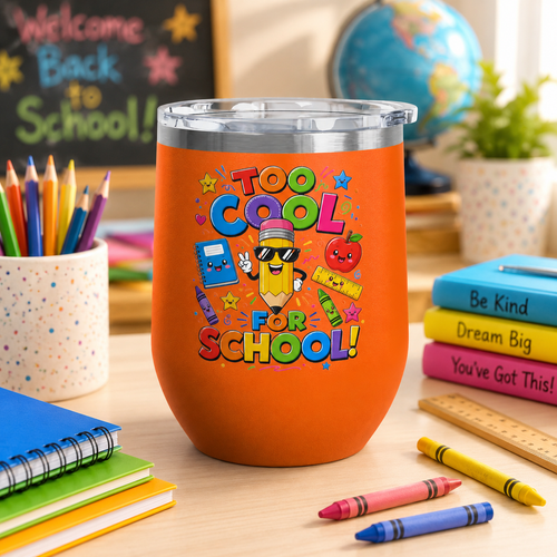 "Too Cool for School" Colorful Back-to-School Tumbler