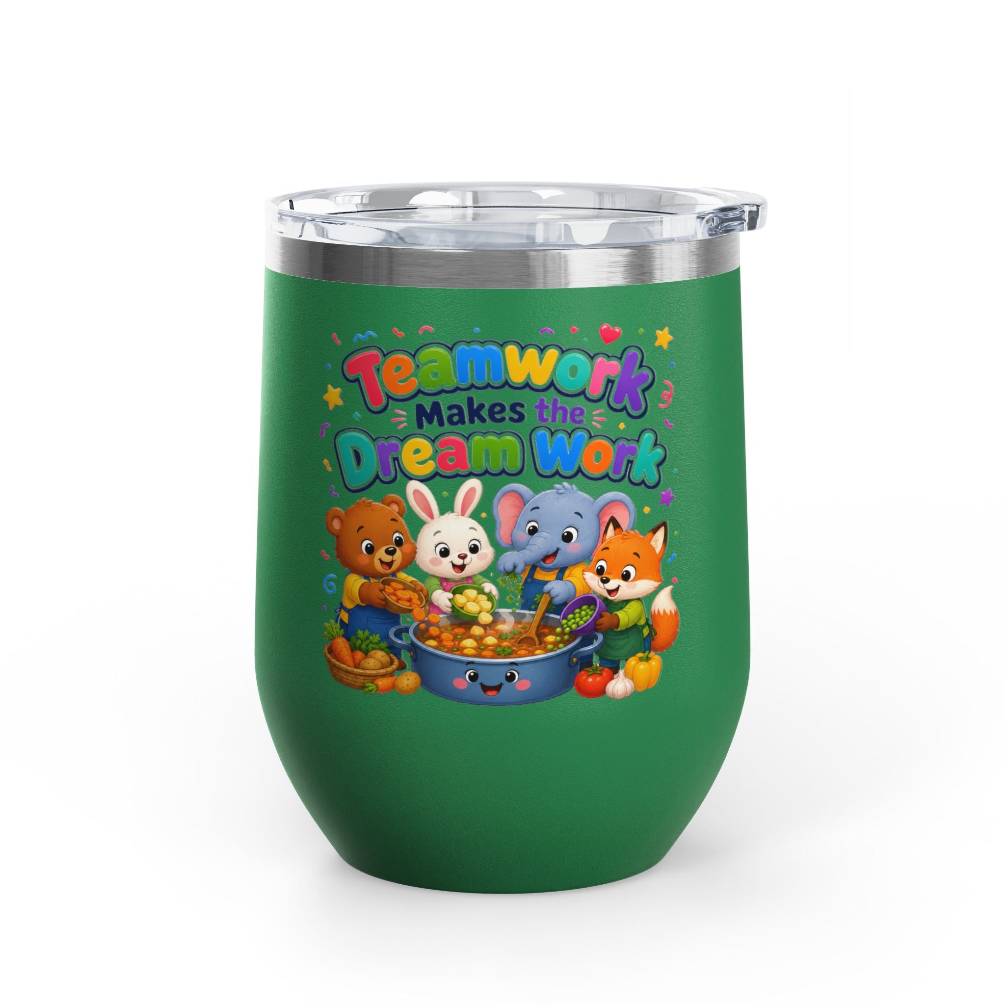 Teamwork Makes the Dream Work Tumbler — 12oz Kids' Cartoon Animal Travel Cup