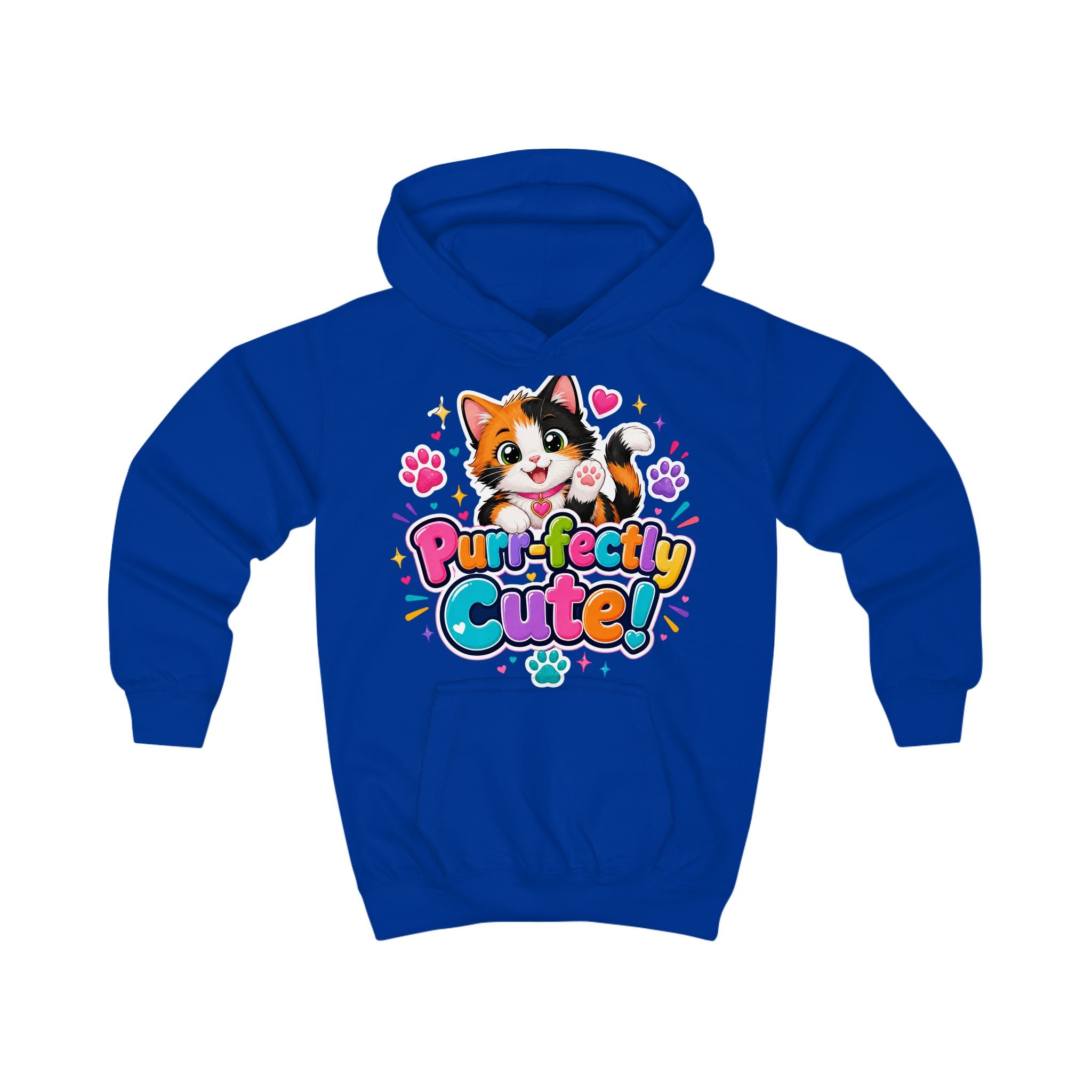 Kids Hoodie — "Purr-fectly Cute!" Cat Graphic Pullover for Children