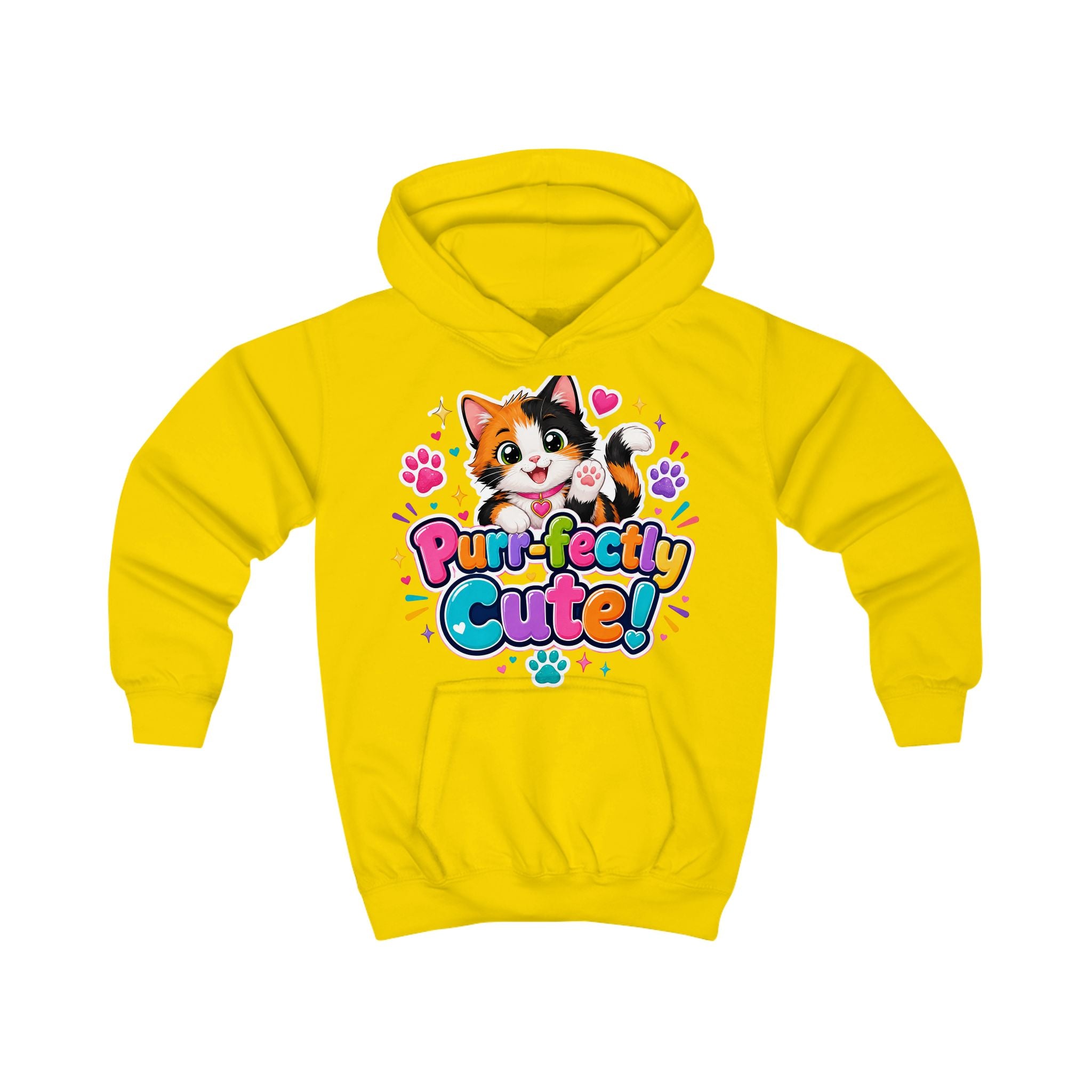 Kids Hoodie — "Purr-fectly Cute!" Cat Graphic Pullover for Children