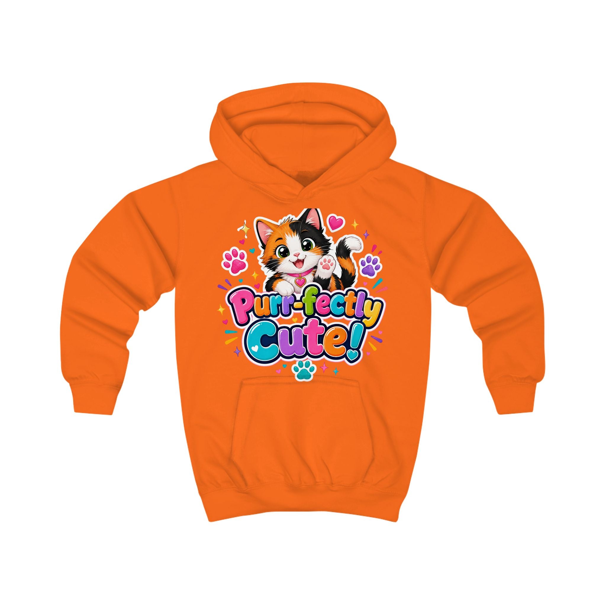 Kids Hoodie — "Purr-fectly Cute!" Cat Graphic Pullover for Children