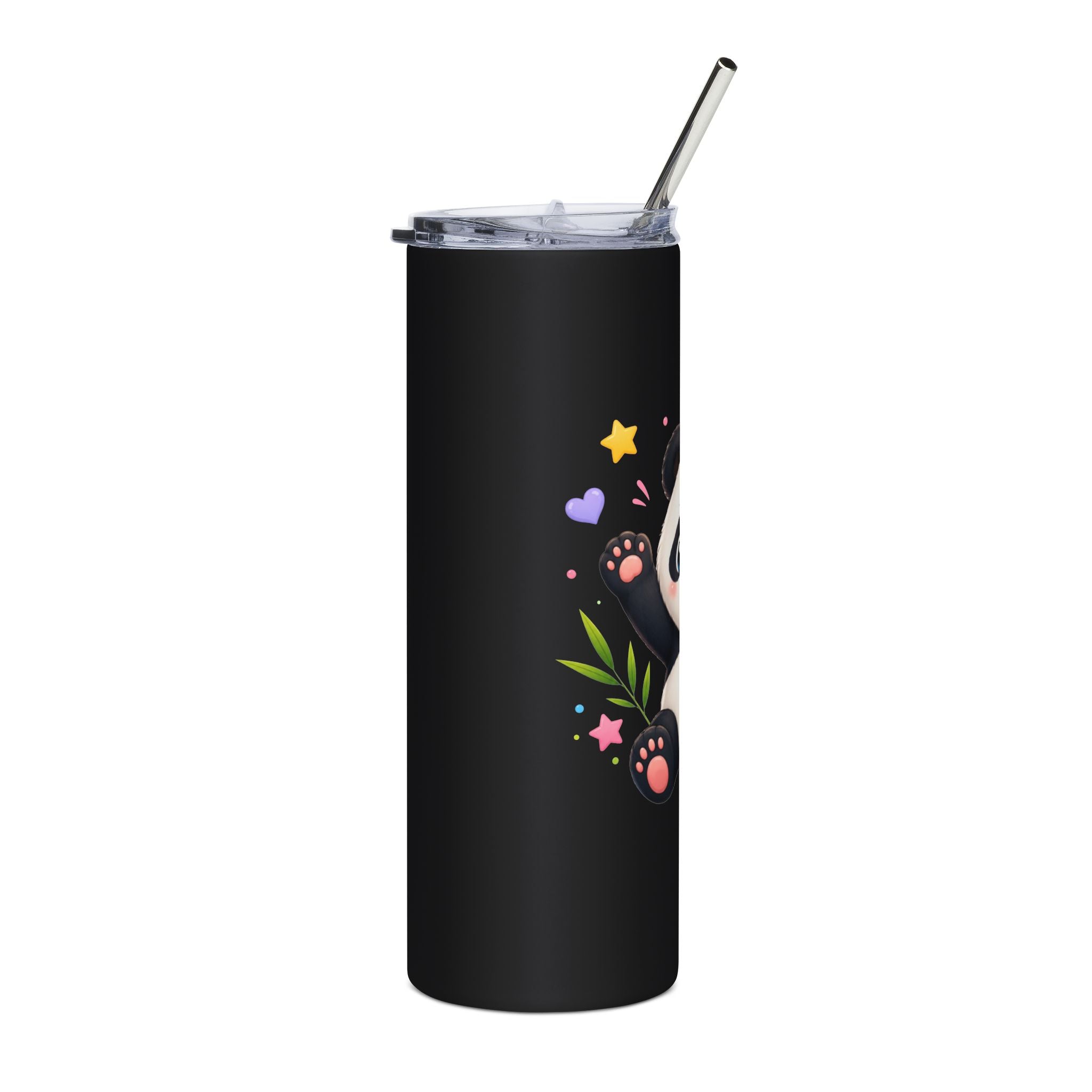 Cute Panda Bamboo 20oz Stainless Steel Tumbler — Insulated Travel Cup