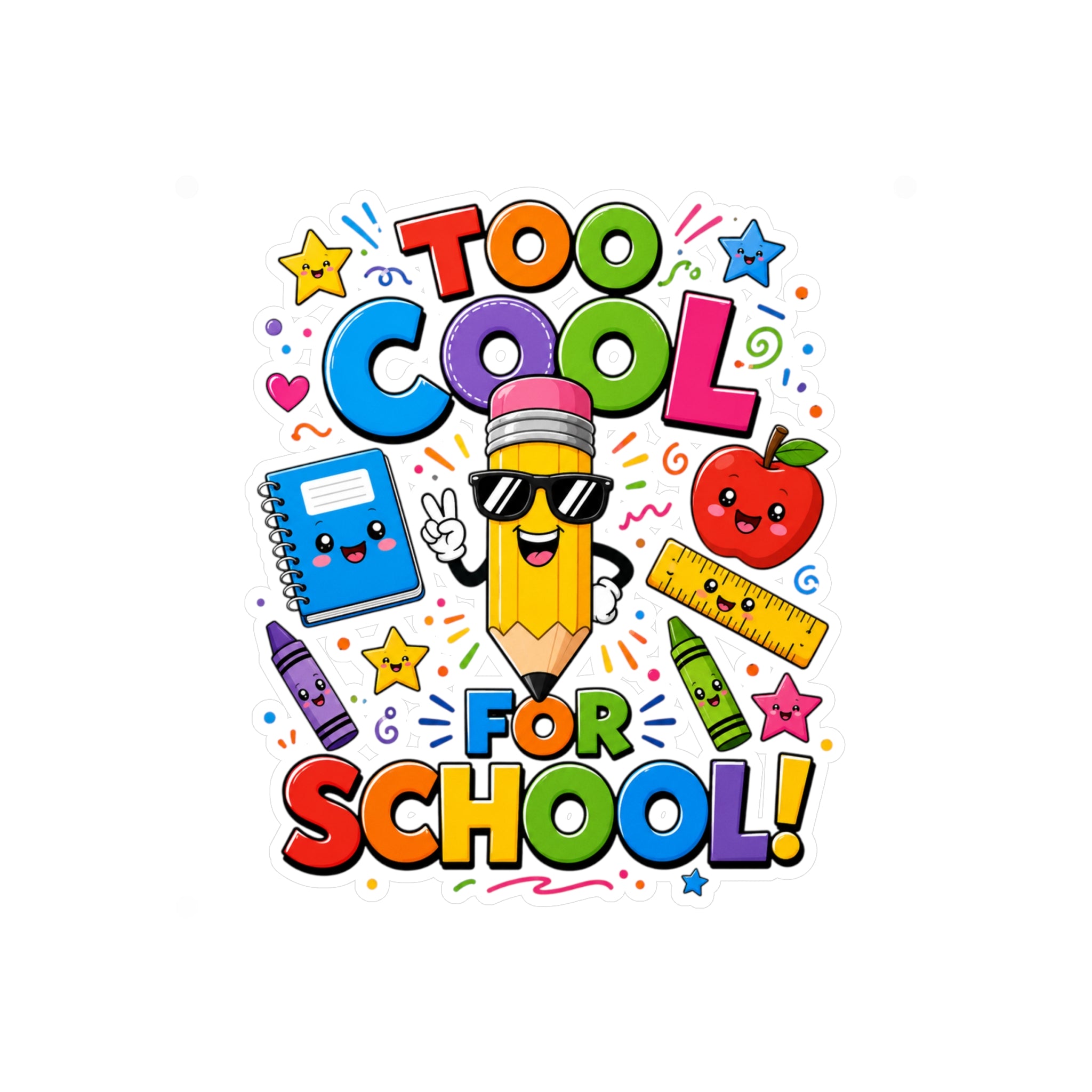 Too Cool for School sticker | Kiss-Cut Vinyl Decal