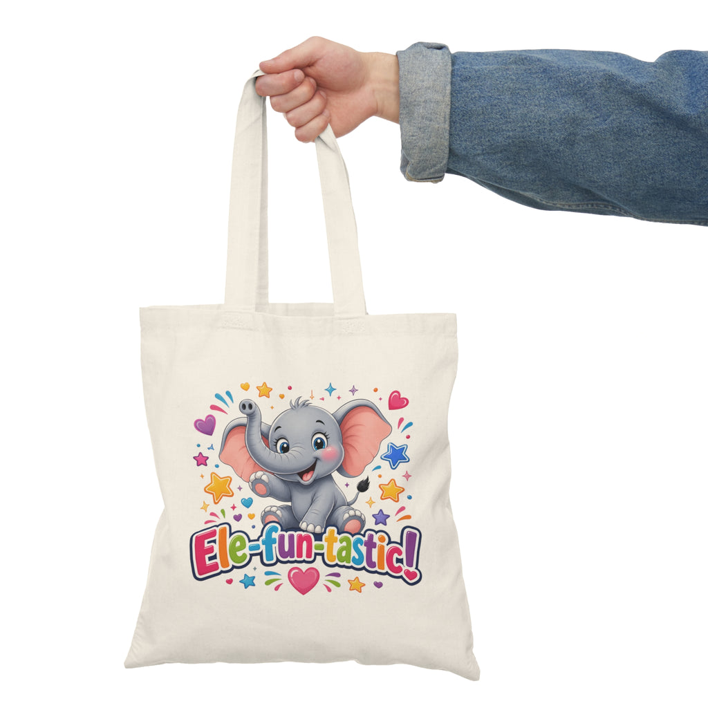 Ele-Fun-Tastic! Cute Elephant Kids Tote Bag — Colorful Animal Canvas Shopper