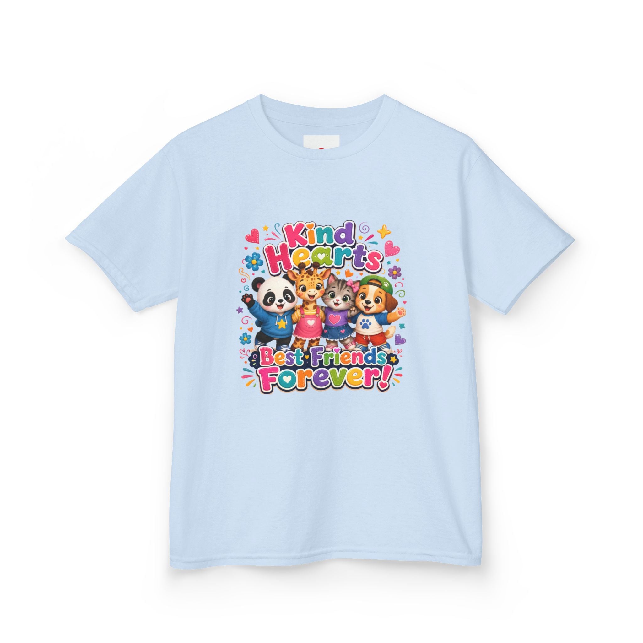 Kids Tee — "Kind Hearts Best Friends Forever" Colorful Cartoon Animals
