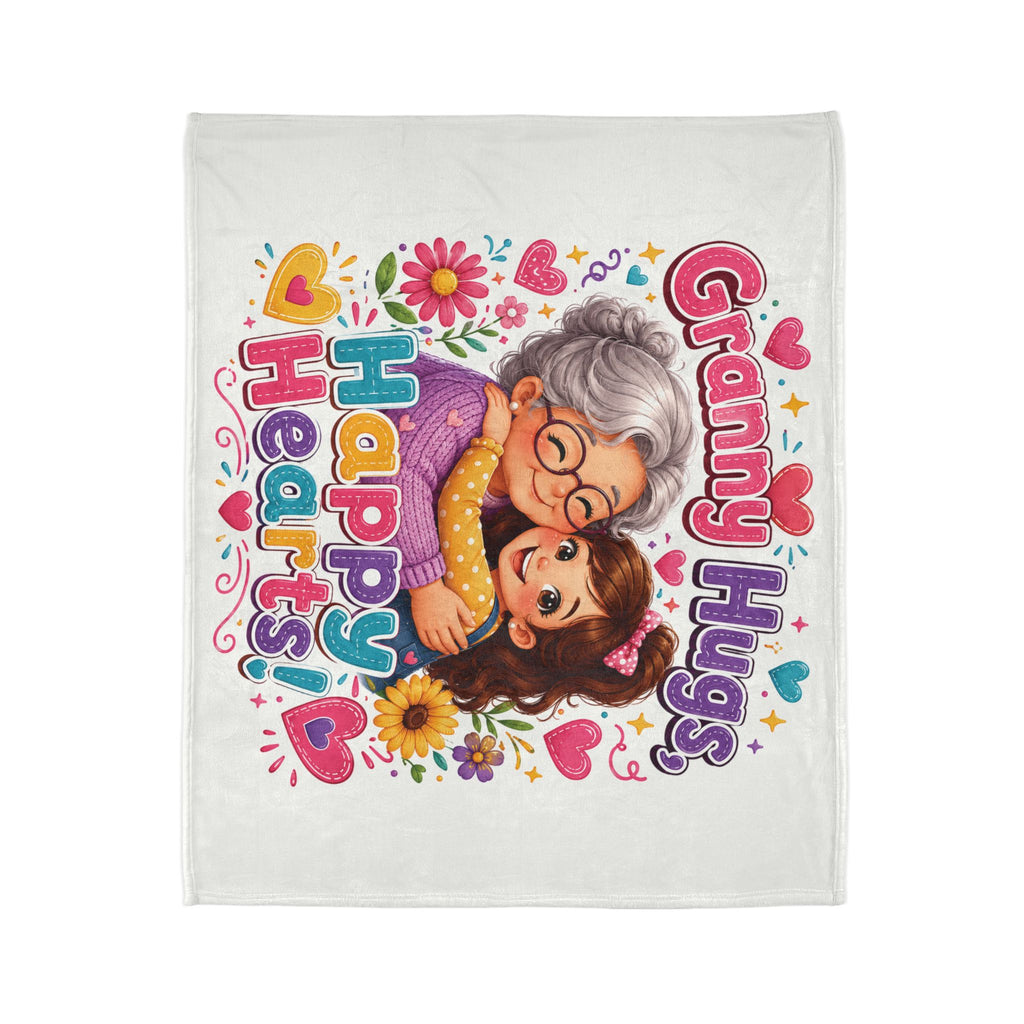 Granny Hugs Happy Hearts Blanket | Polyester Throw, Grandma and Granddaughter Design