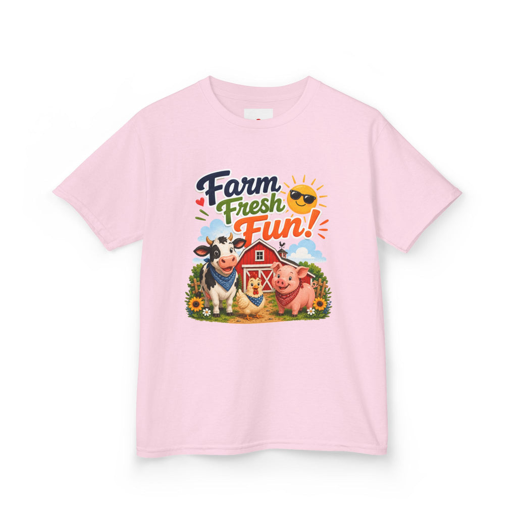 Kids Farm T-Shirt — "Farm Fresh Fun!" Cute Cow & Pig Toddler Tee