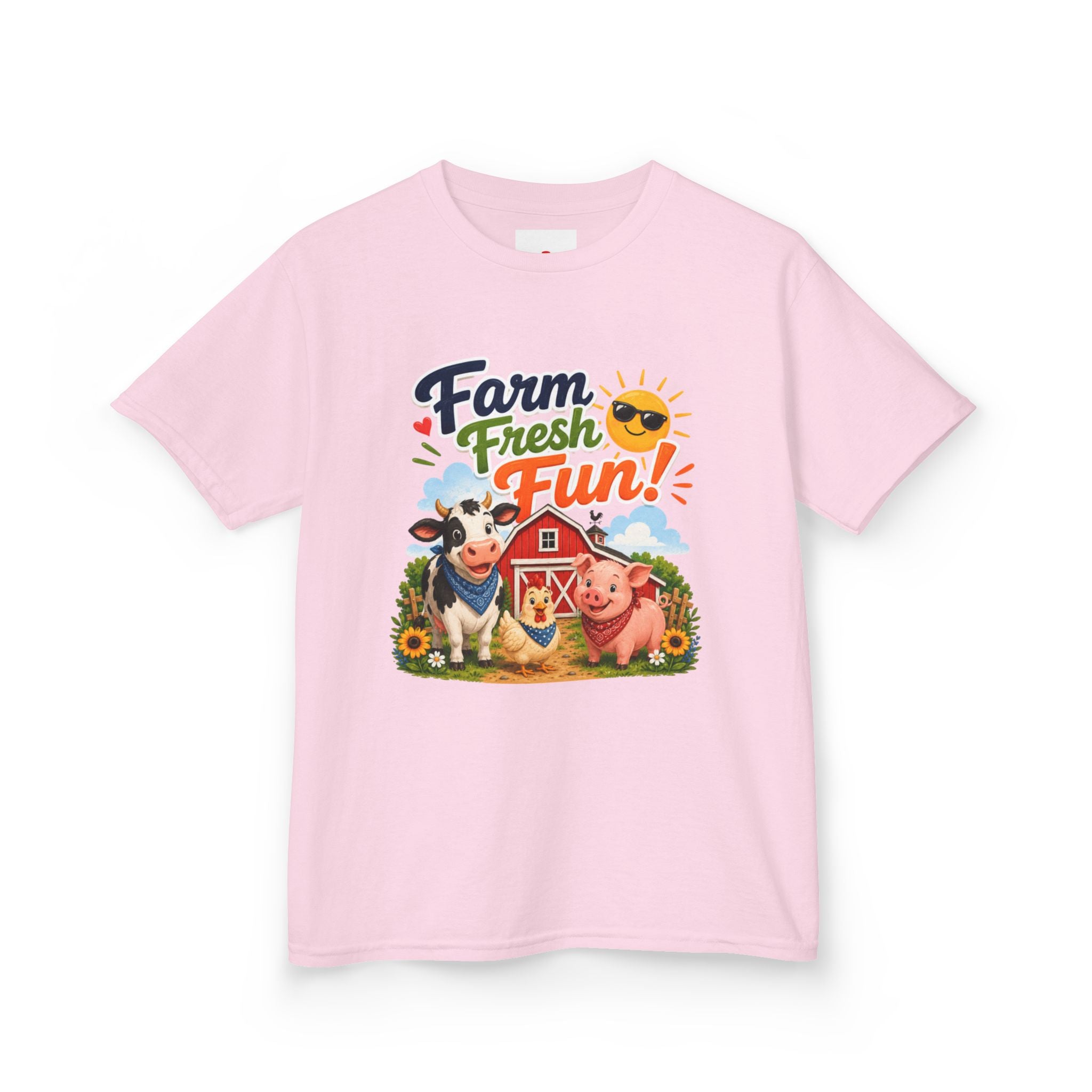 Kids Farm T-Shirt — "Farm Fresh Fun!" Cute Cow & Pig Toddler Tee