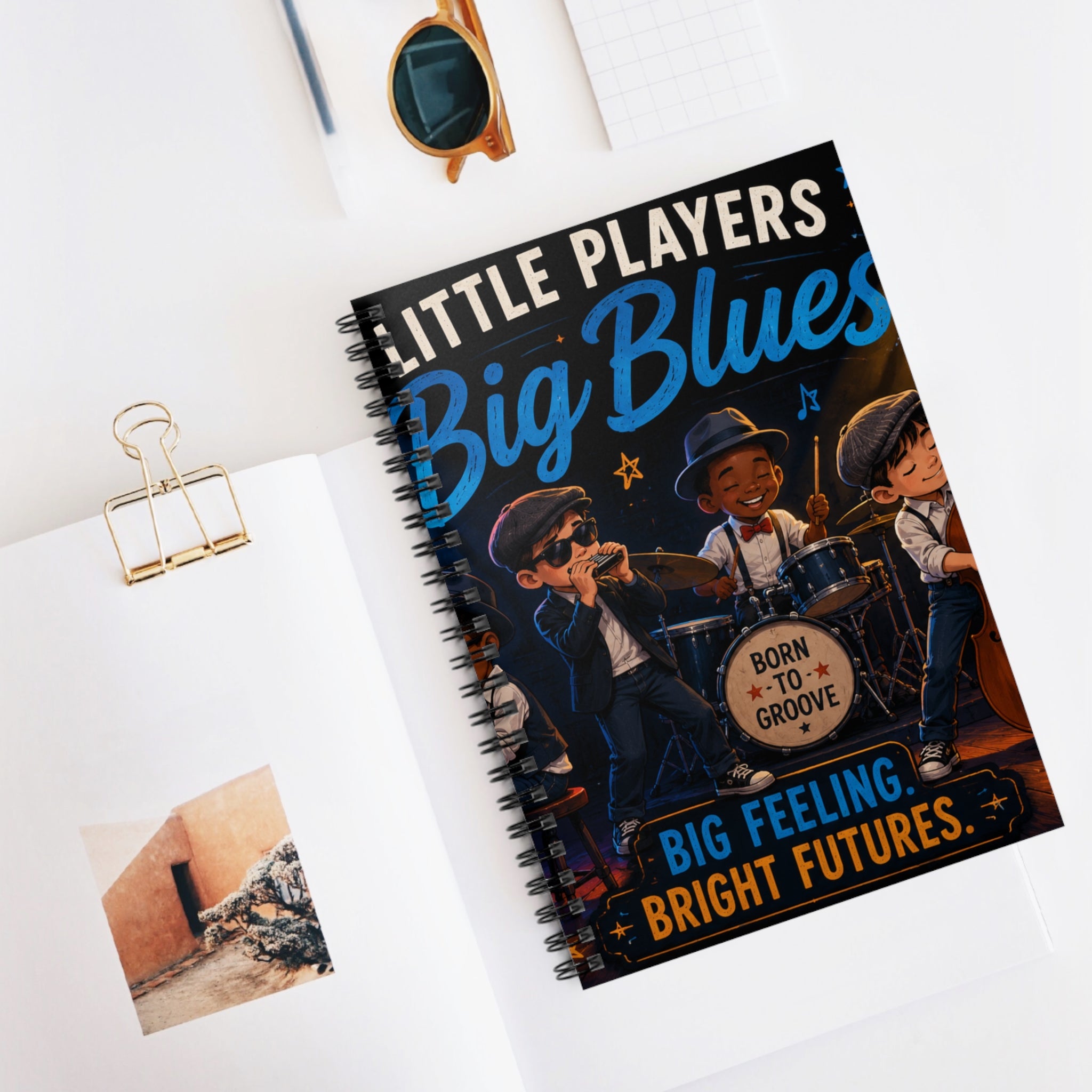Little Players Big Blues Spiral Notebook — "Born to Groove" Ruled Journal for Kids & Music Lovers