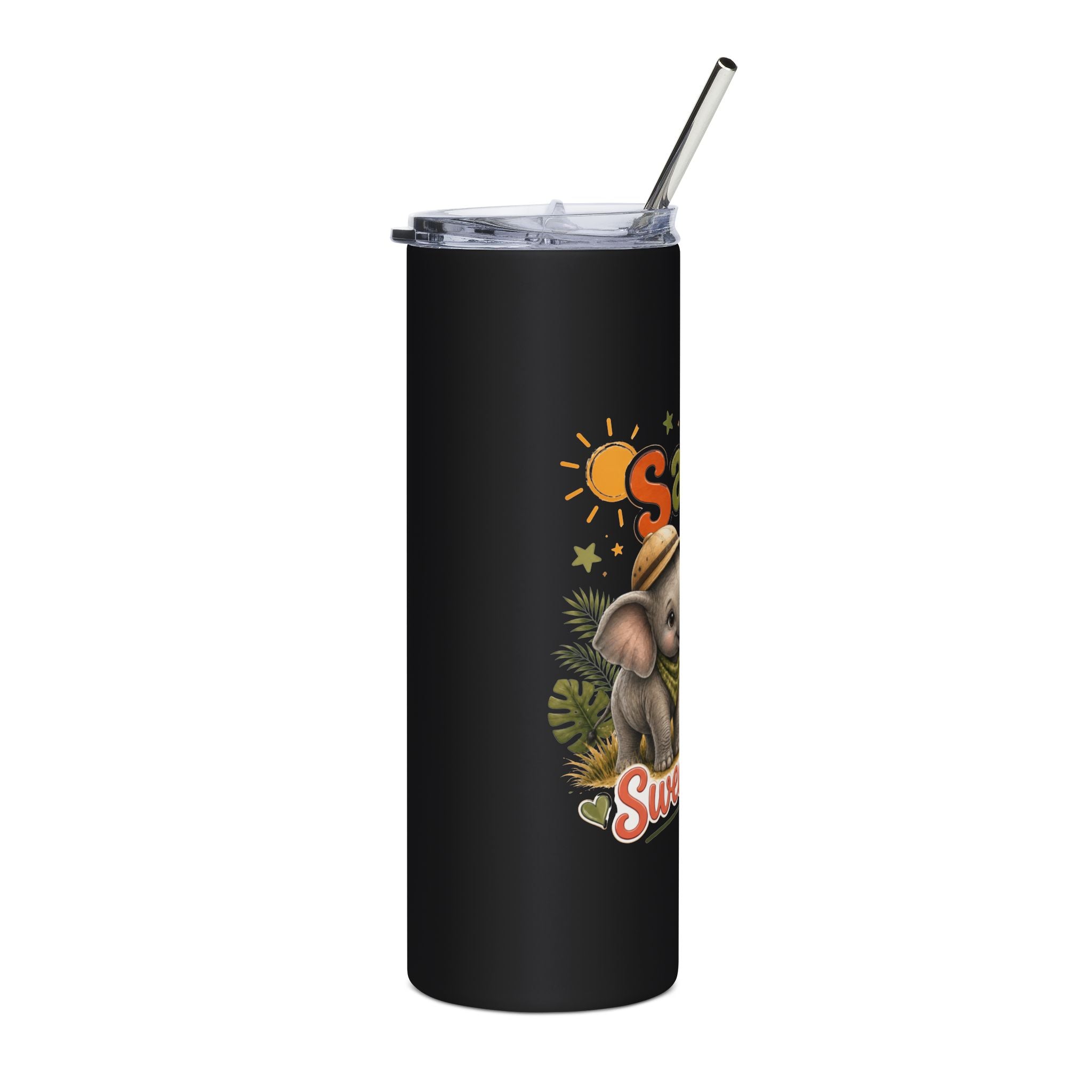 Safari Sweetheart 20oz Stainless Steel Tumbler — Cute Elephant Couple Travel Cup