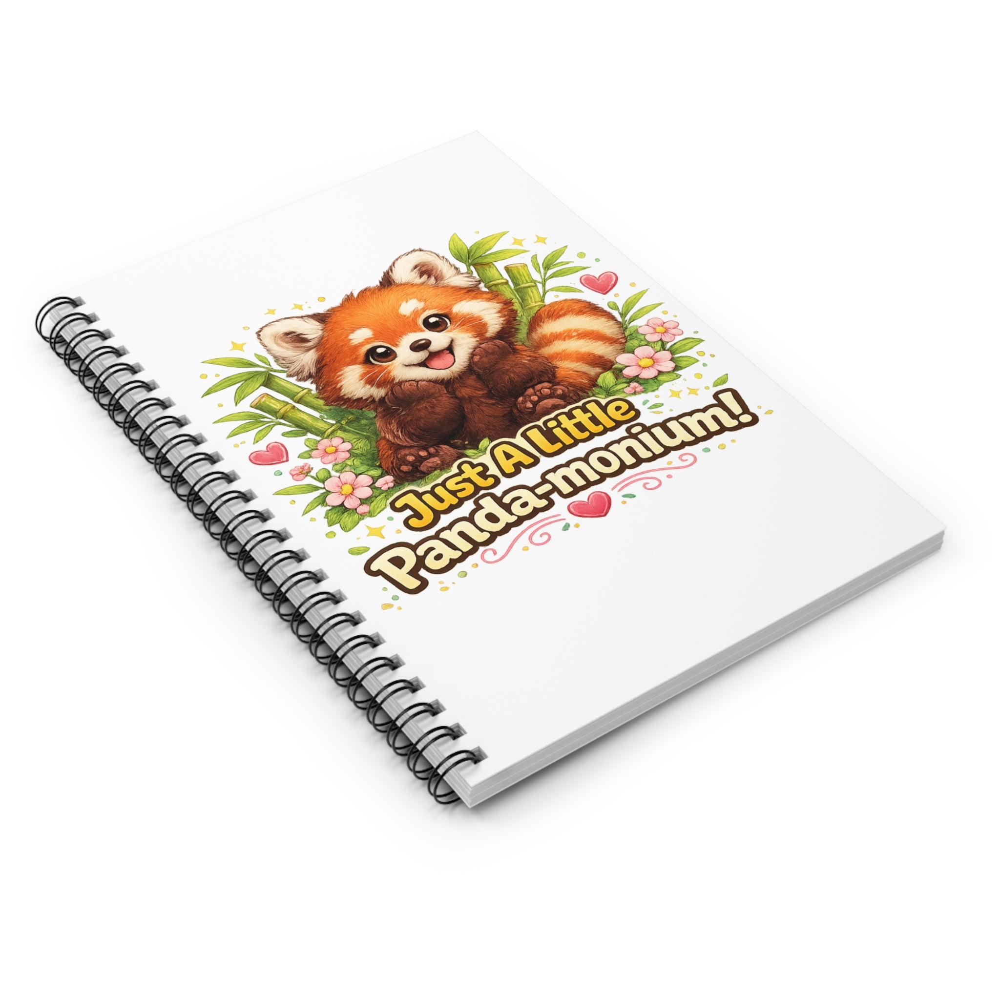 Cute Red Panda Illustration Just A Little Panda-monium Spiral Notebook | Ruled