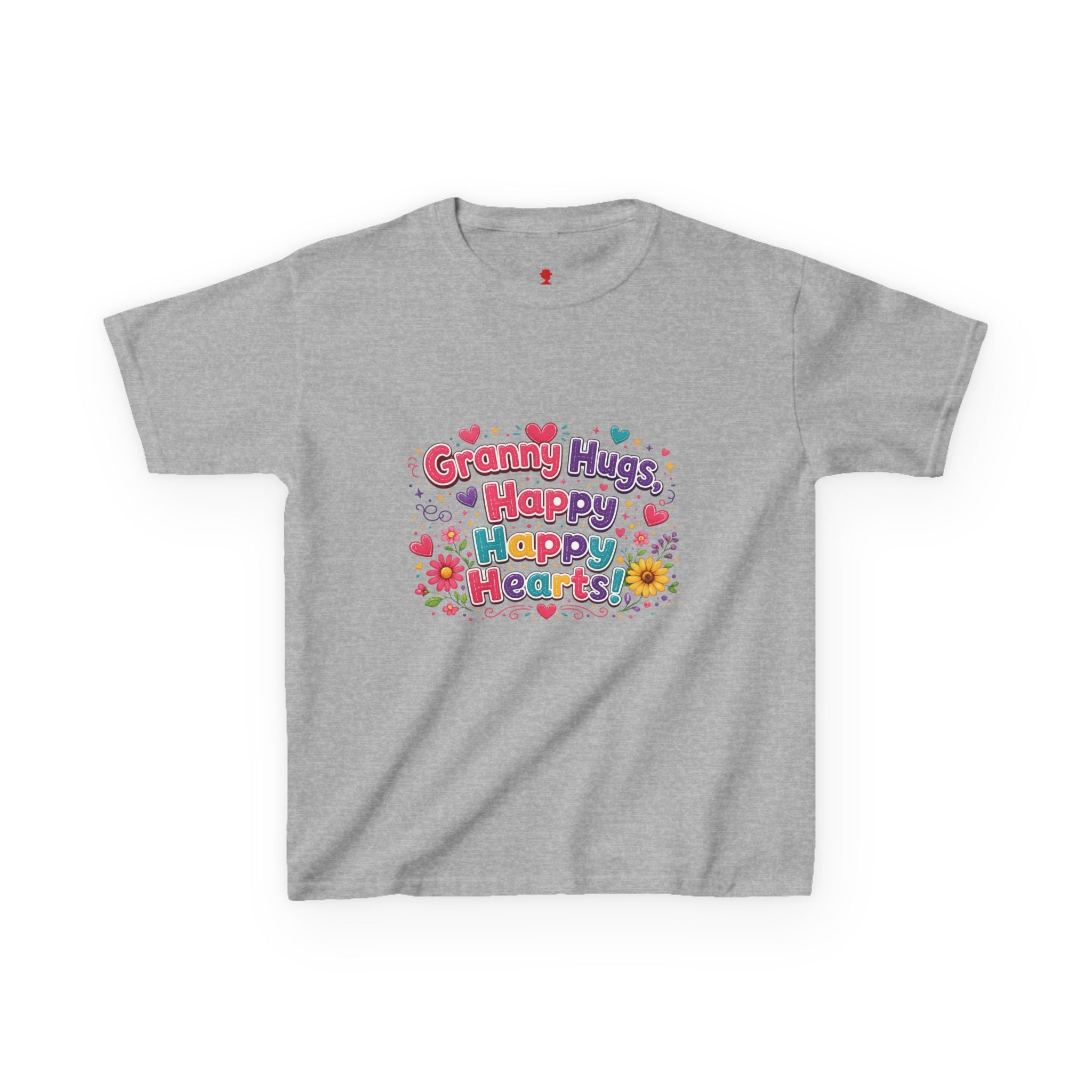 Granny Hugs Happy Hearts Kids Tee | Colorful Floral Kids Shirt