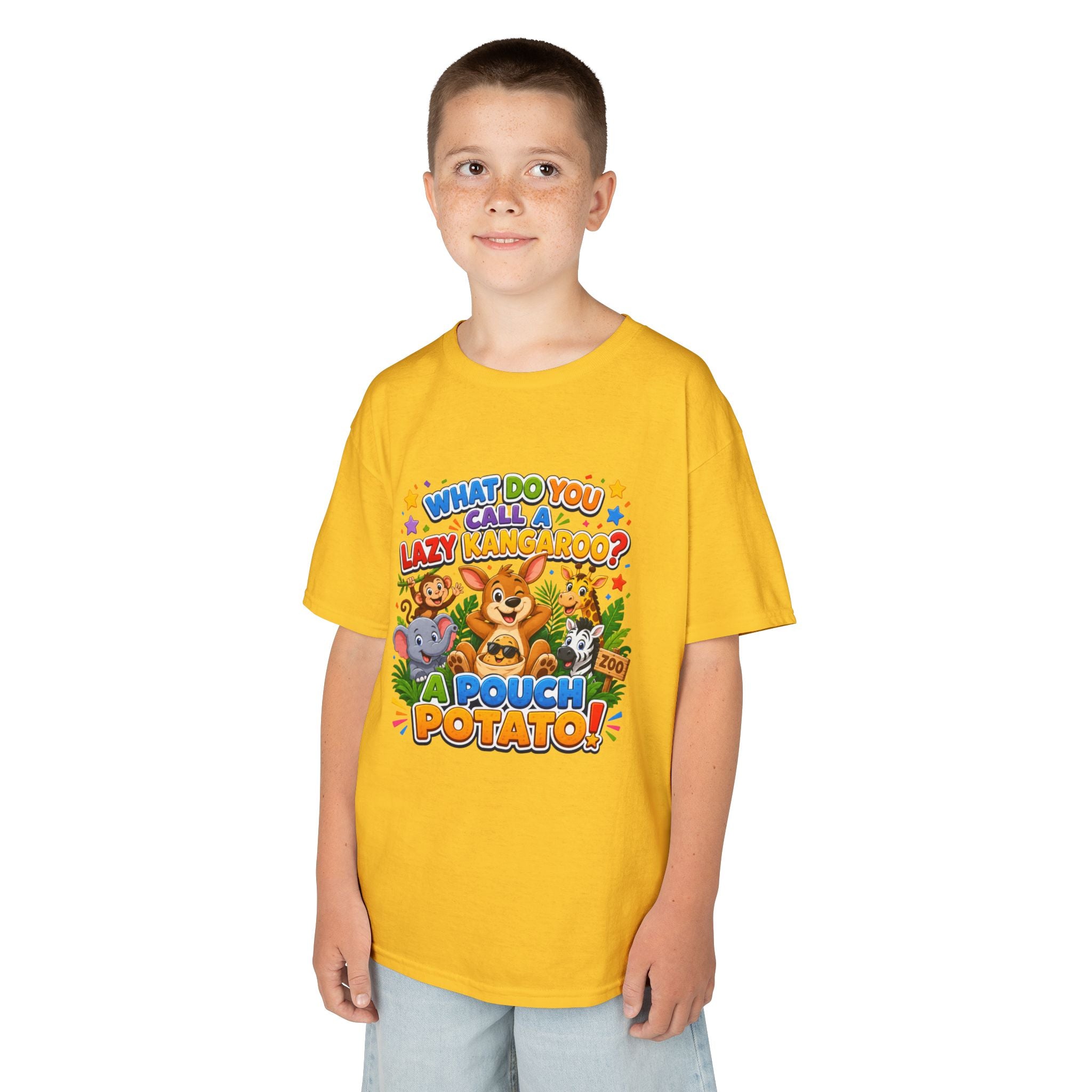 Lazy Kangaroo Pouch Potato Kids T-Shirt | Cute Animal Nursery Tee