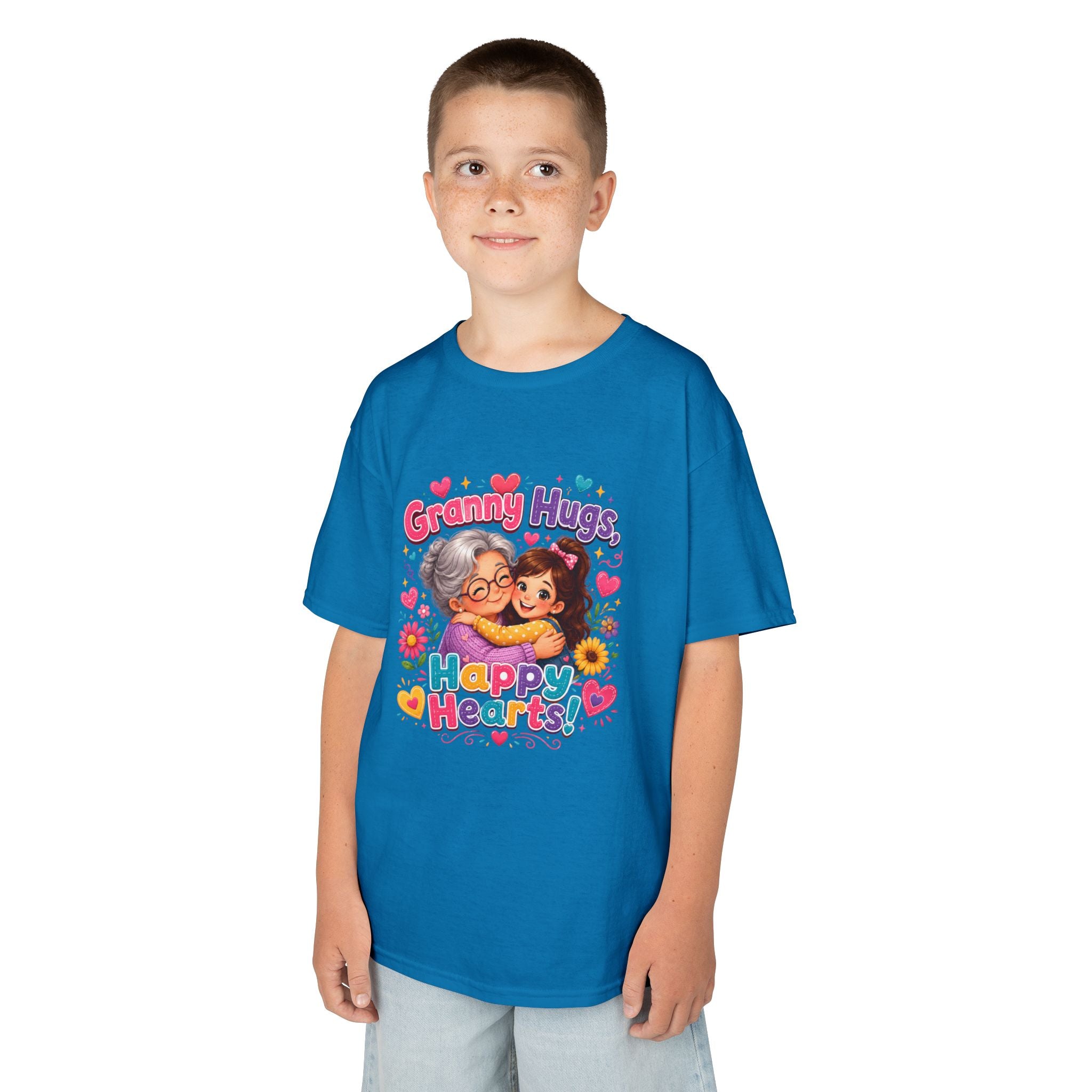 Granny Hugs Happy Hearts Tee | Grandma Grandchild Cute Illustration