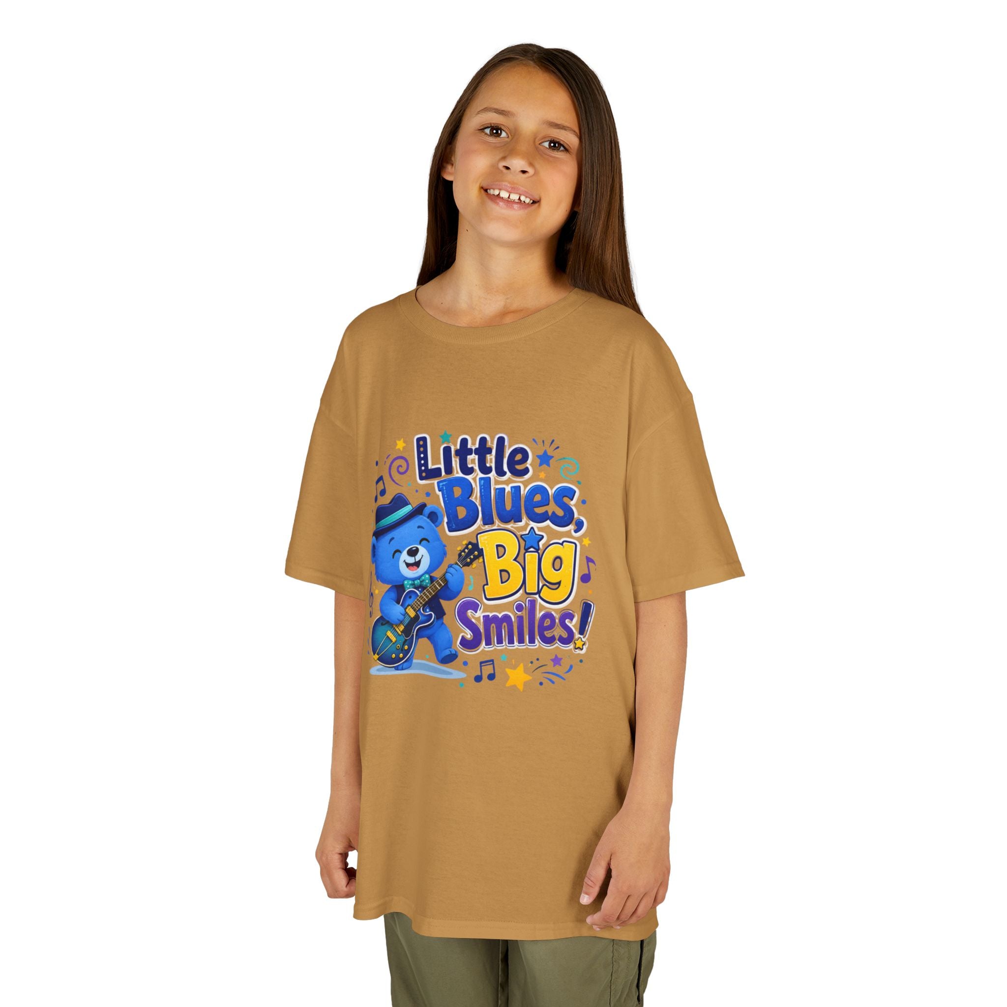 Kids Tee — "Little Blues, Big Smiles!" Guitar-Bear Graphic