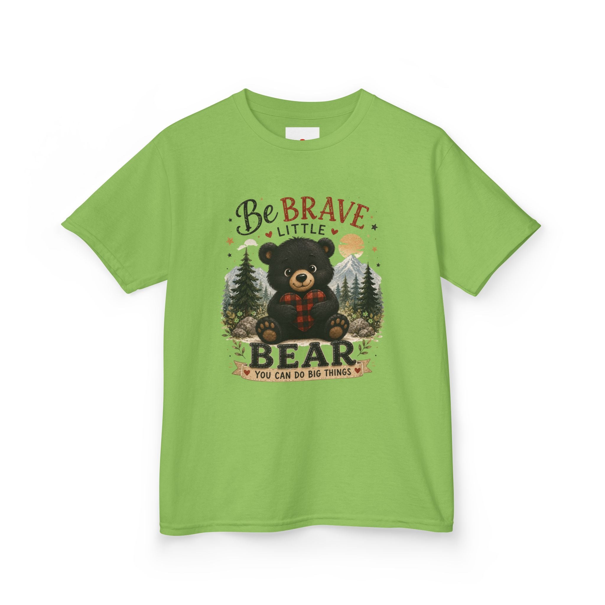 Kids T‑Shirt — "Be Brave Little Bear" Cute Woodland Bear Tee for Children, Inspirational Adventure Gift