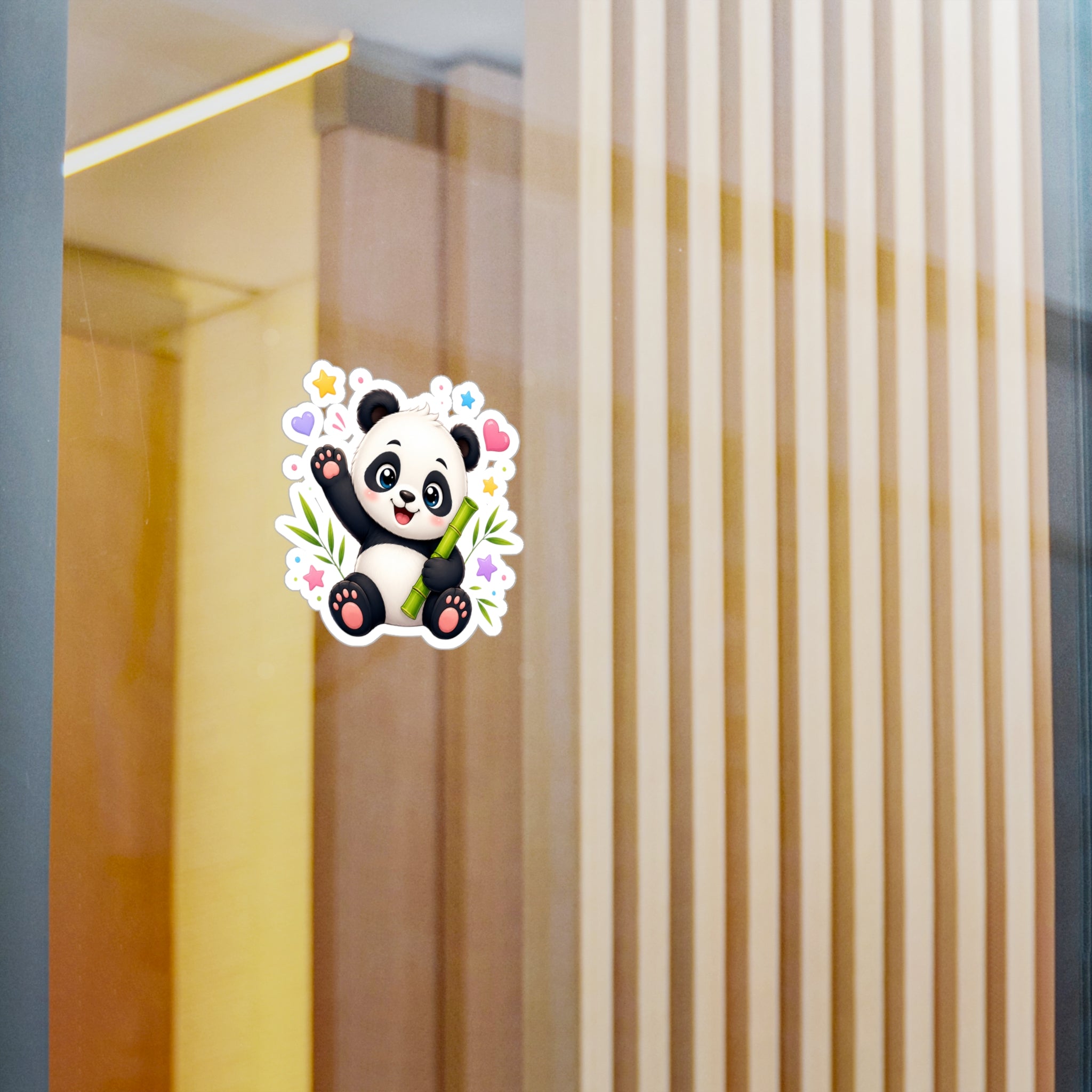 Cute Panda Kiss-Cut Vinyl Sticker — Adorable Bamboo Baby Decal for Laptops, Water Bottles & Kids' Rooms