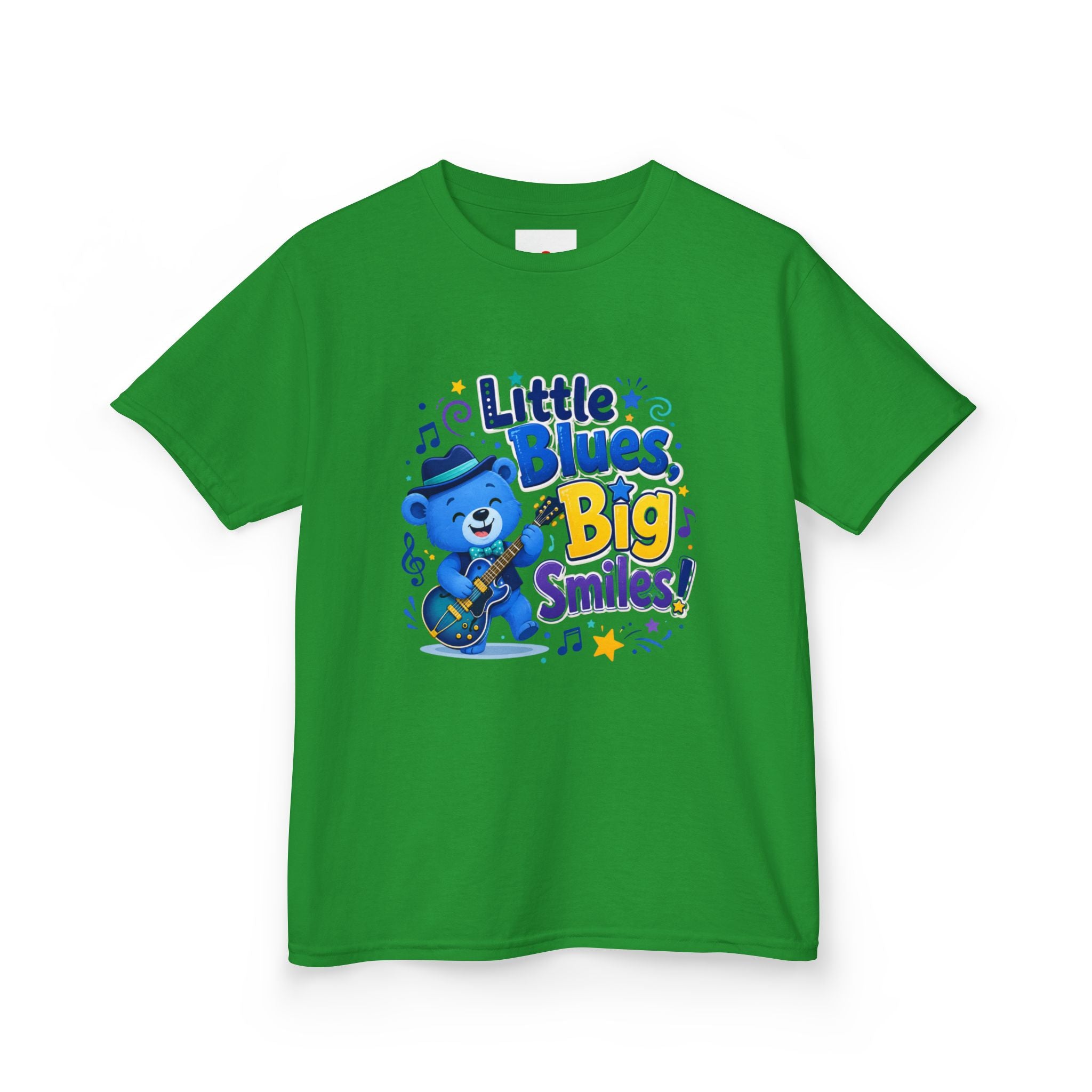 Kids Tee — "Little Blues, Big Smiles!" Guitar-Bear Graphic