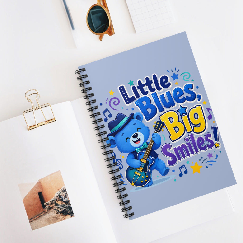 Notebook — "Little Blues, Big Smiles" Cute Blue Bear Guitar Journal