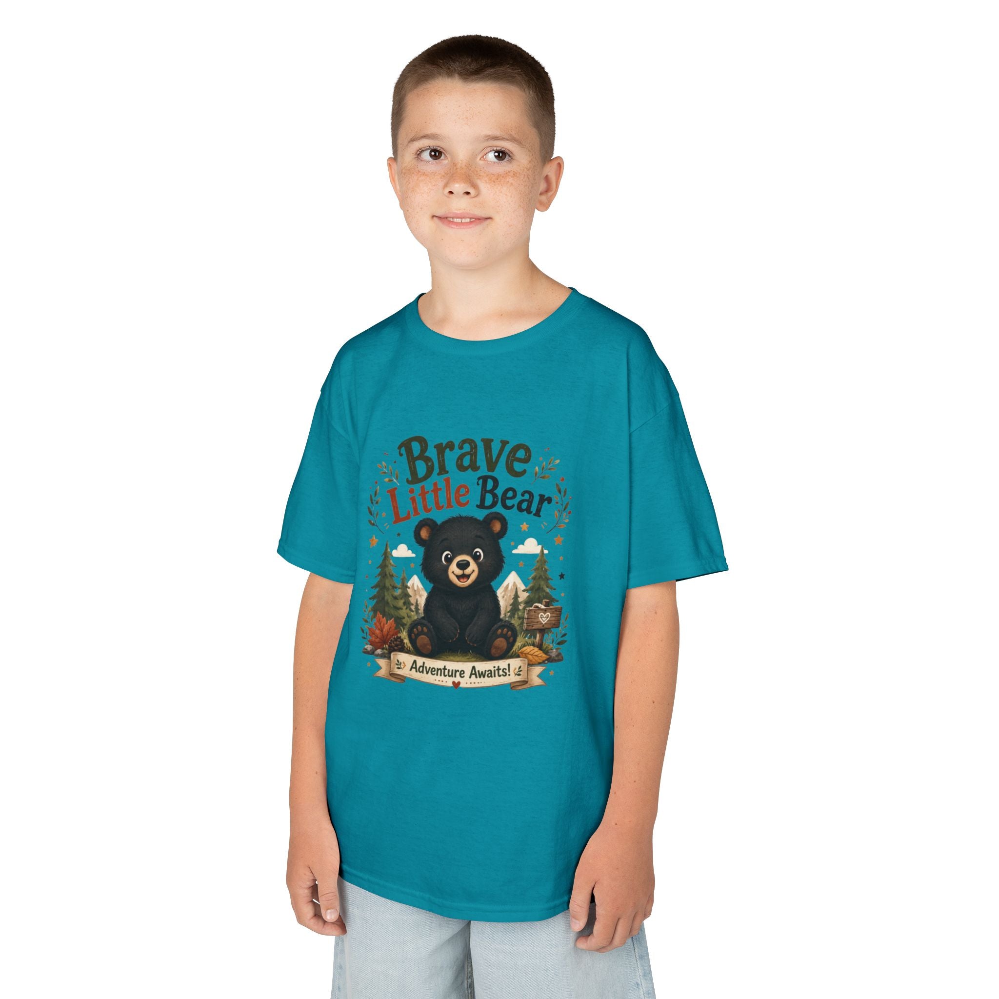 Kids Tee — "Brave Little Bear" Adventure Graphic Shirt