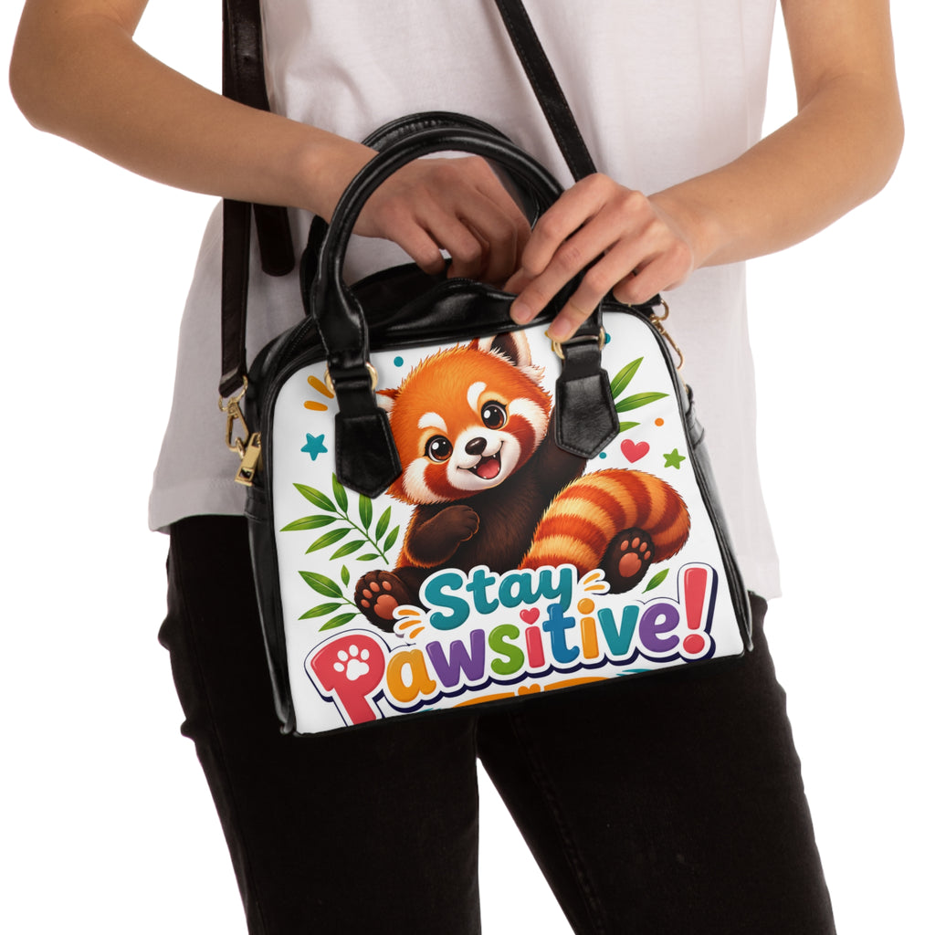 Stay Pawsitive Red Panda Shoulder Handbag — Cute Animal Tote for Women & Kids